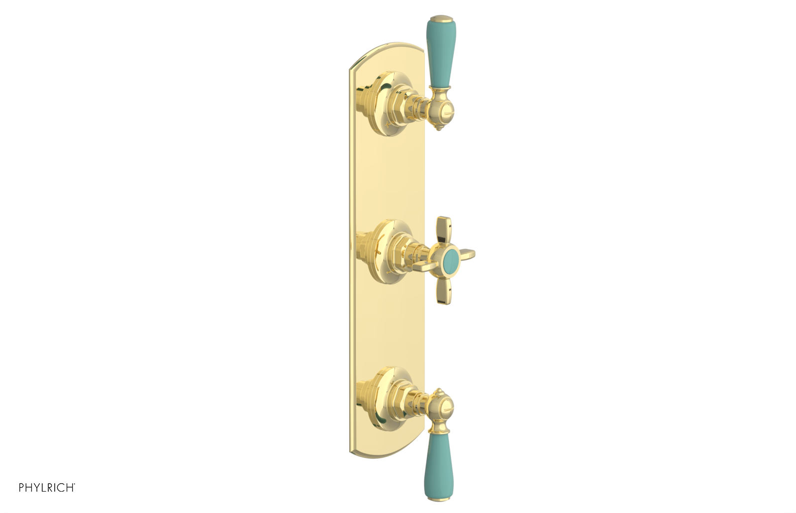 Jamestown Thermostatic Shower Valve with Dual Volume Control - Turquoise Accents (Model 4-740) for Modern Bathroom Renovations & Luxury Spa Experience