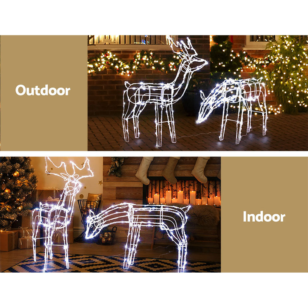 Solar Powered LED Rope Lights with Reindeer Christmas Motif - Waterproof Outdoor Holiday Decor for Garden, Patio & Yard