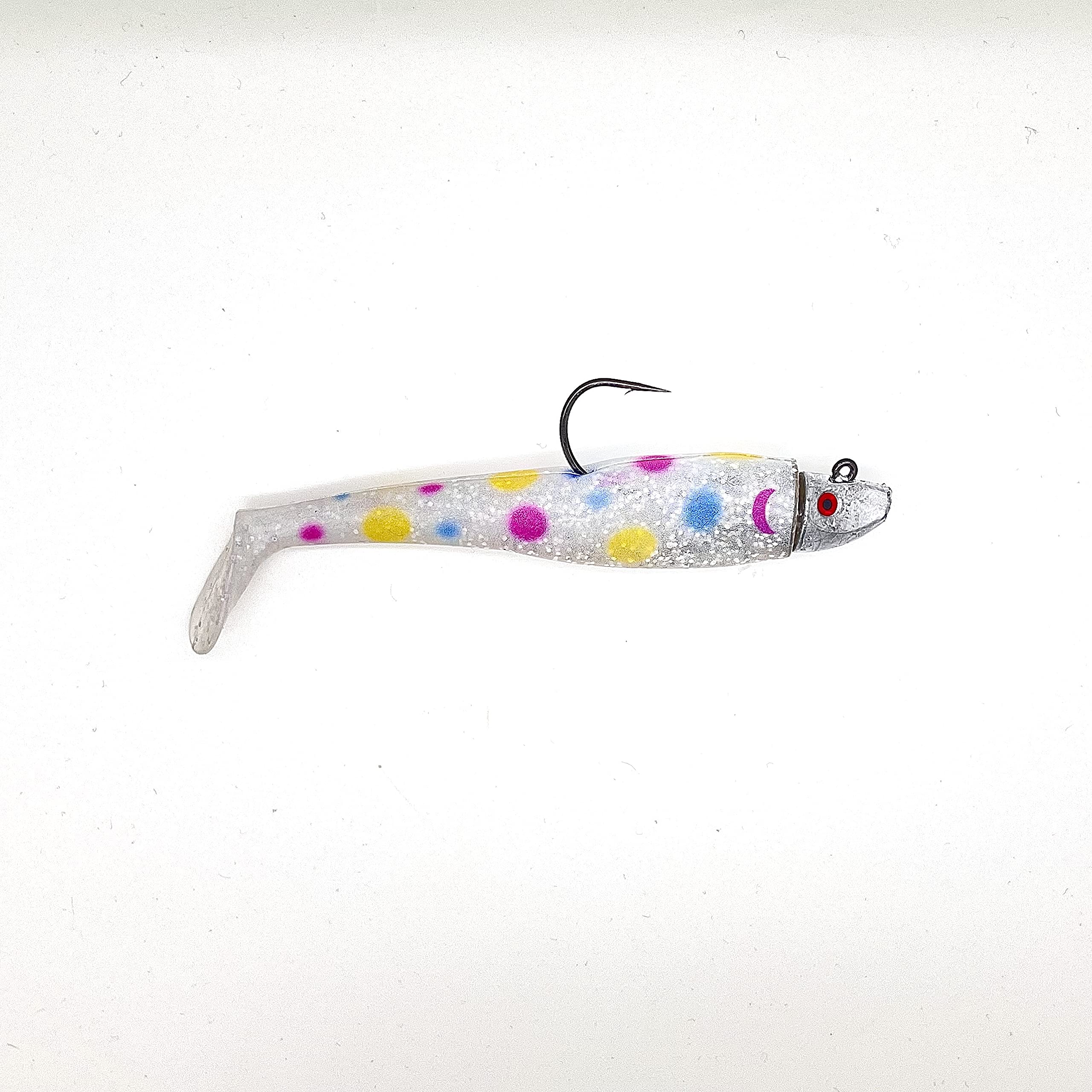 Al Gag's Whip-It Fishing Lures - 5 Inch, 1 Ounce Rigged Soft Plastic Bait with 1 Head & 2 Tails in Wonder Bread Color - Perfect for Bass, Walleye, and Freshwater Fishing