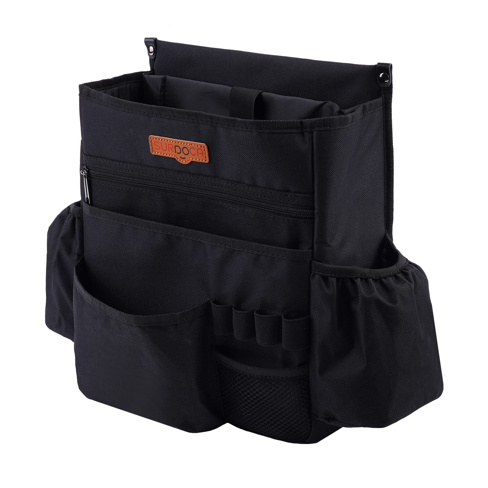 SURDOCA Car Seat Organizer with Laptop & Tablet Storage Pockets - Adjustable Shoulder Strap, Seatback File Organizer for Office Commute & Road Trips - Universal Fit for Most Vehicles (Black)