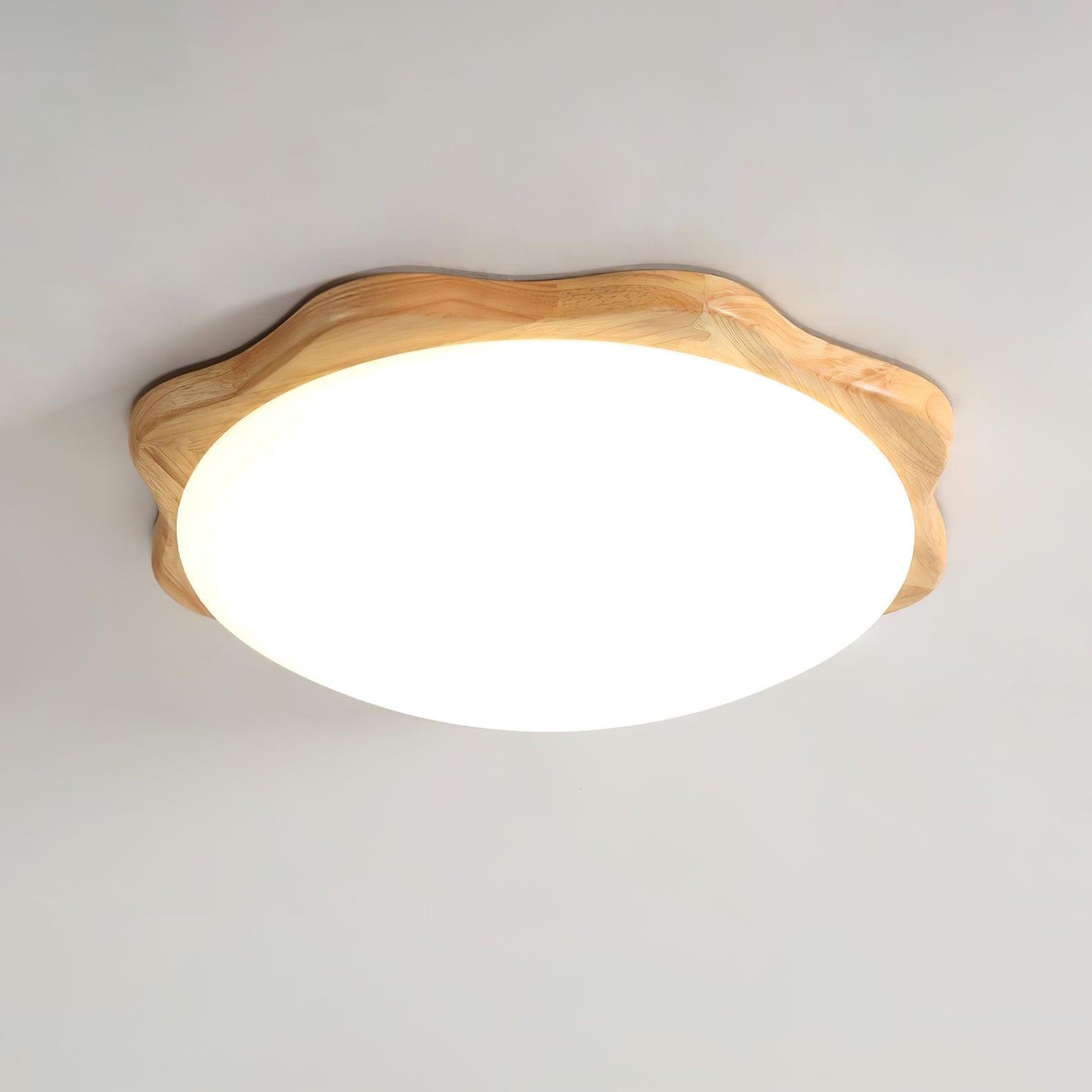 Modern Drum Wood Ceiling Light Fixture - Handcrafted Wooden Pendant Lamp for Living Room, Bedroom, Dining Room - Warm Ambient Lighting for Home Decor