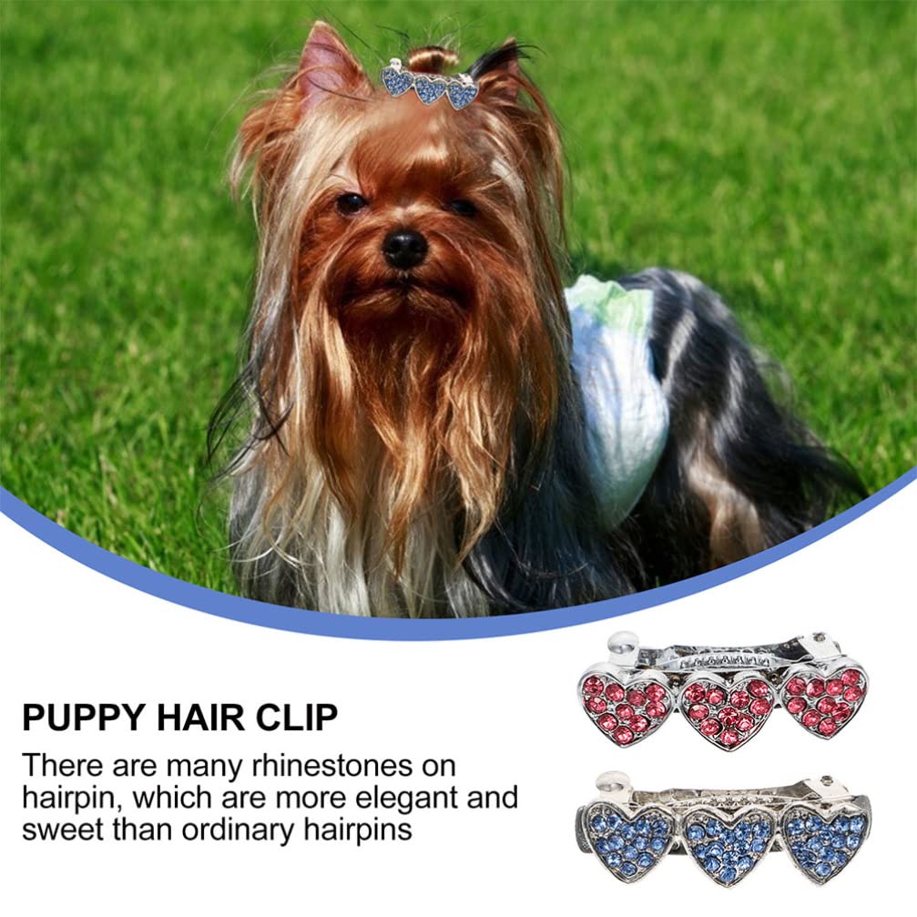 Balacoo 3pcs Rhinestone Dog Hair Clips - Heart Crown for Puppies & Girls | Christmas Pet Accessories