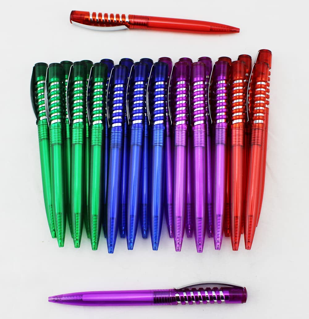 EZPENCILS & GIFTS - Bulk Blank Pens with Silver Accents - 100 Pack Black Ink Cyclone Pens in Assorted Colors - Perfect for Office, School, Events & Corporate Gifts