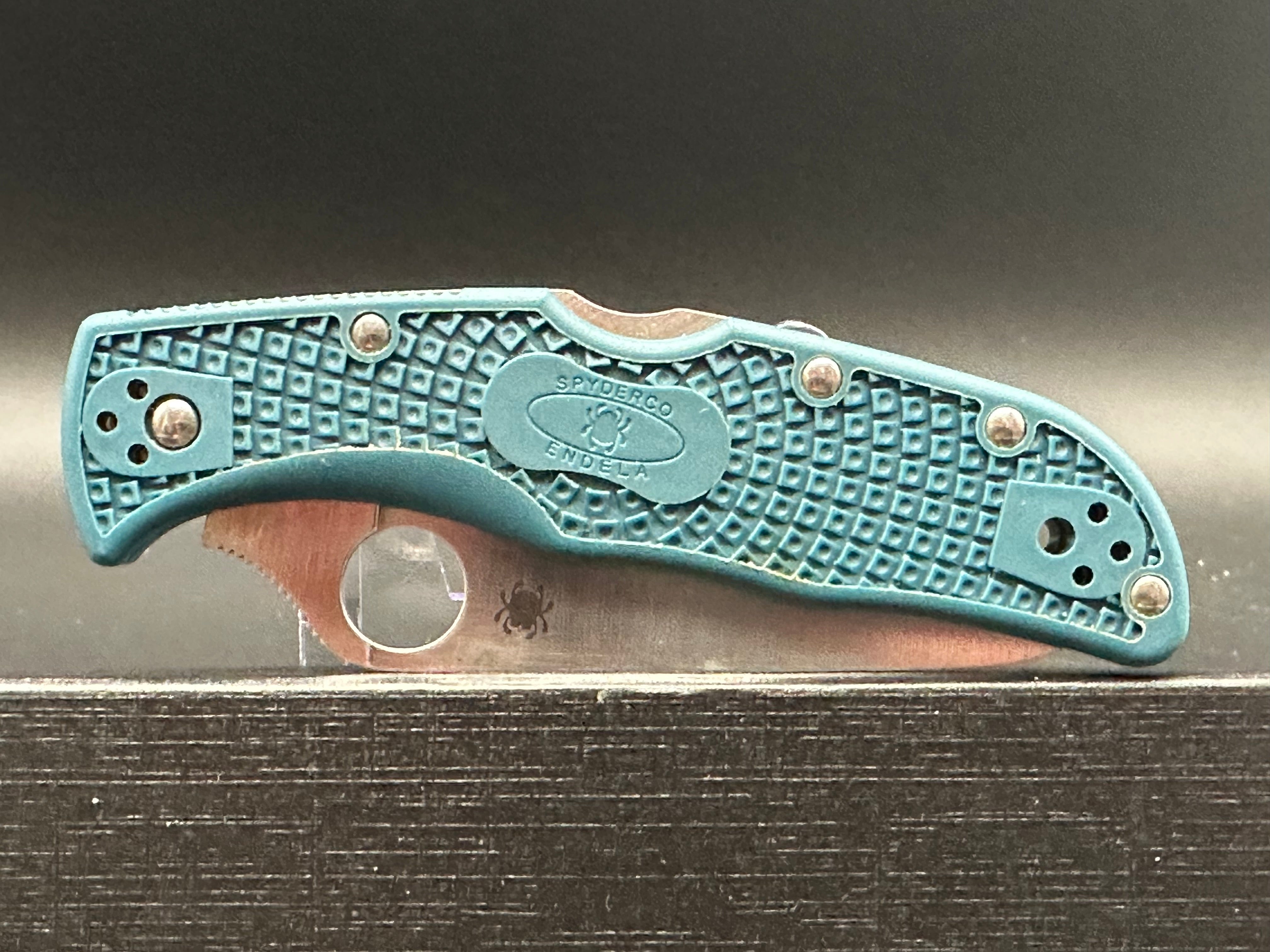 Spyderco Endela Lightweight Folding Knife - Blue FRN Handle, 3.41