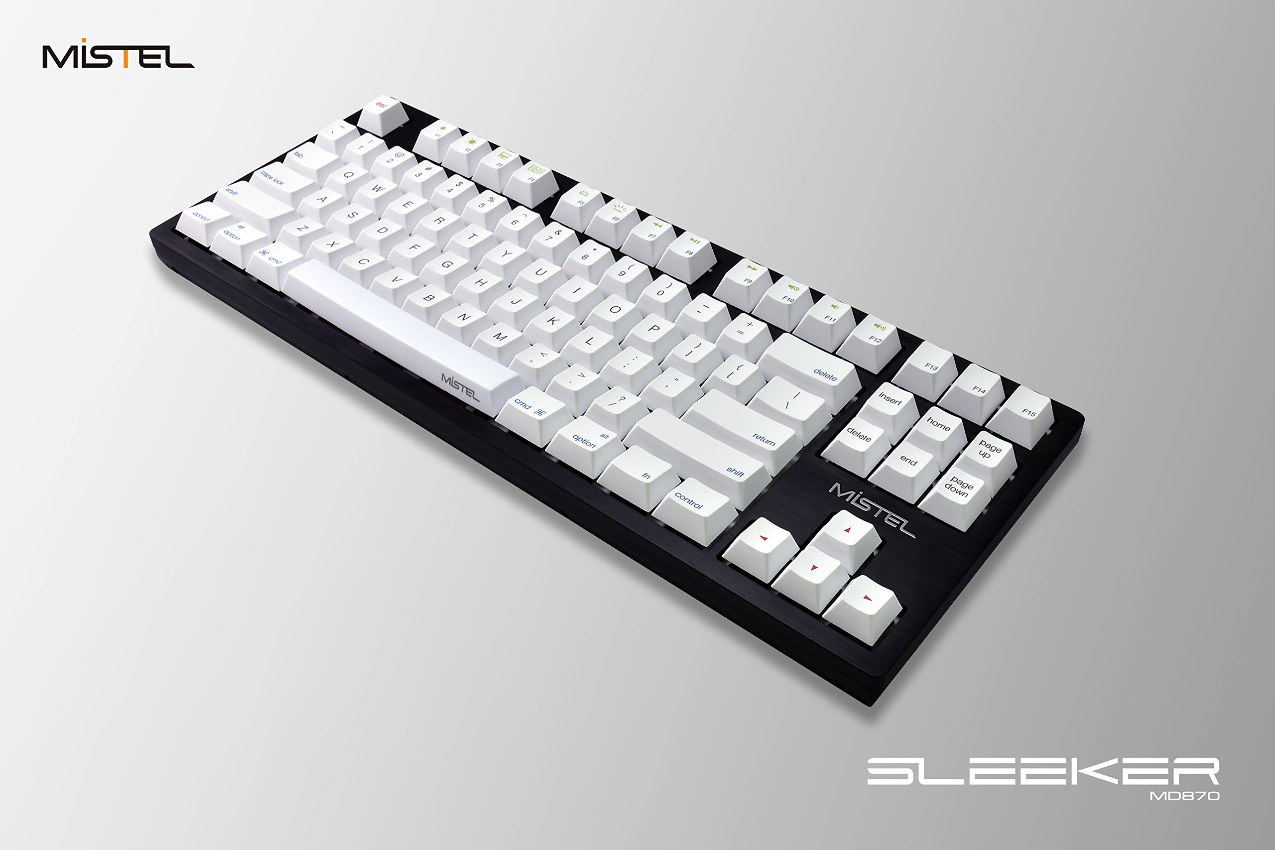 Mistel Sleeker MD870 Tenkeyless Mechanical Keyboard - Cherry MX Red Switches, CNC Aluminum Case, White LED Backlit, PBT Dye-Sub Keycaps for Mac & Windows (ANSI/US Layout) - Perfect for Gaming, Programming & Office Work