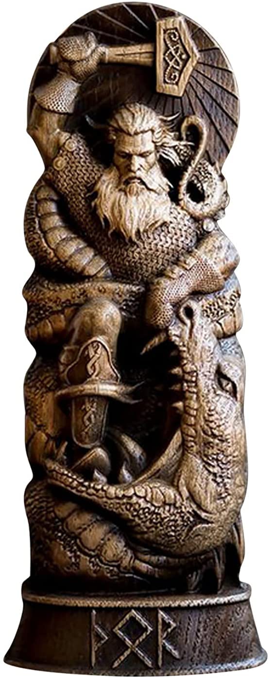 Viking Mythology Norse God Resin Statue - Handcrafted Scandinavian Pantheon Figurine, Unique Home & Office Decor Gift (9.5x4.5x20cm) for Wine Cabinets, Bookshelves & Desk Displays