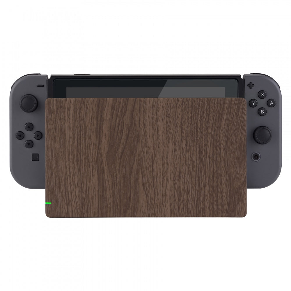 eXtremeRate Wood Grain Custom Replacement Faceplate for Nintendo Switch Charging Dock - Upgrade Your Gaming Setup with Stylish Wooden Finish