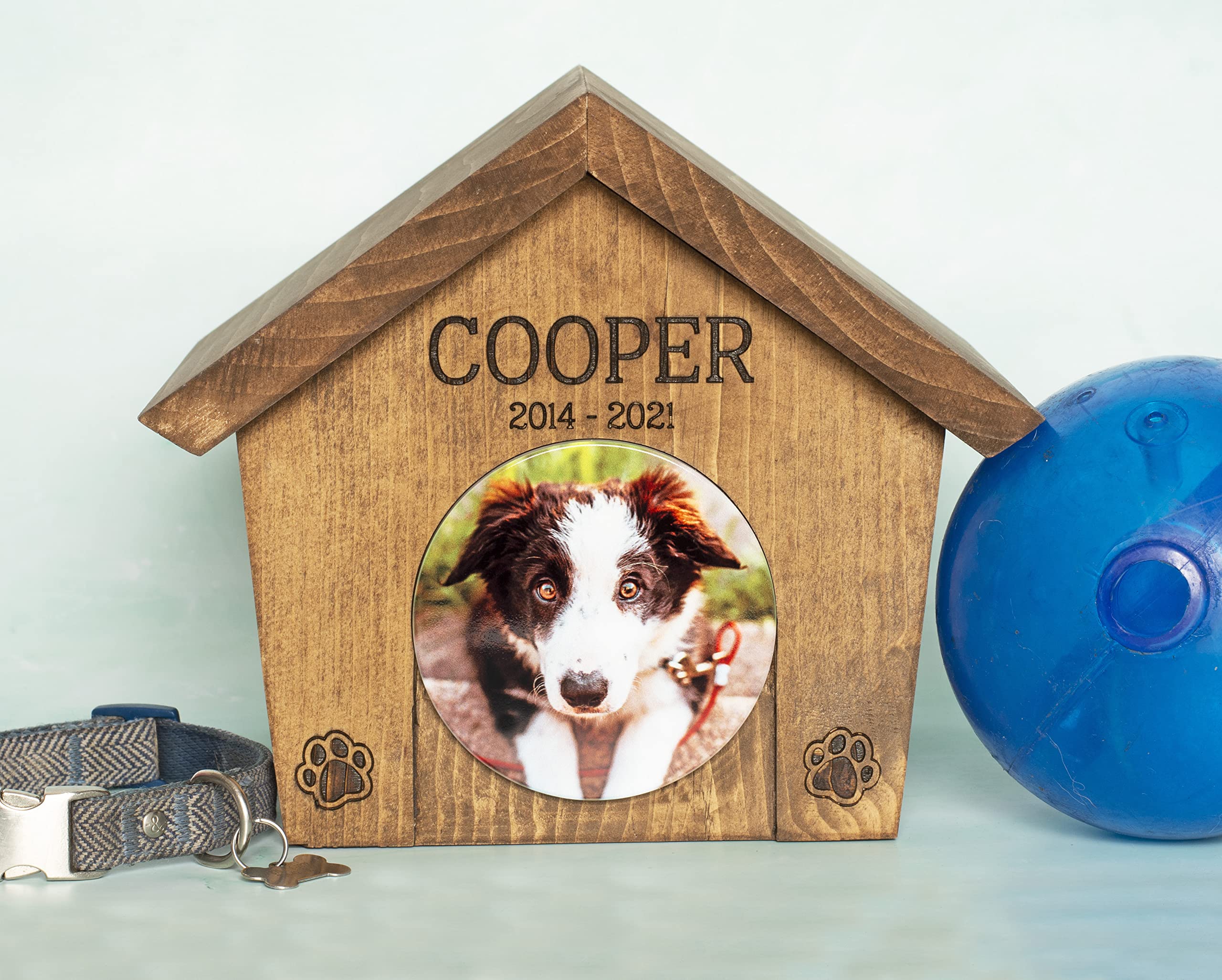 Personalized Dog Memorial Urn Box - Engraved Pet Name & Photo Keepsake for Ashes - Perfect for Home Memorial Display & Pet Loss Remembrance
