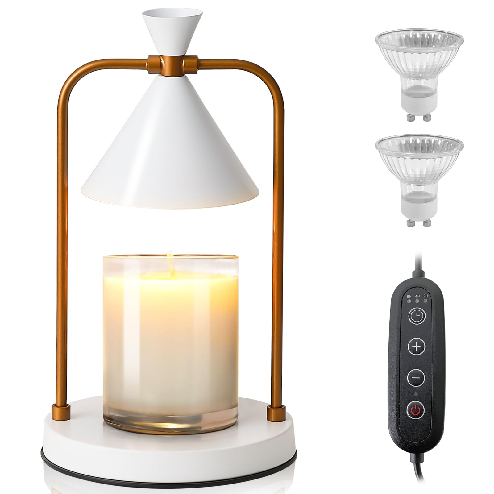 Electric Candle Warmer Lamp with Timer - Dimmable Wax Melter for Jar Candles, 2 Bulbs Included - Perfect for Home Decor, Gifts (Women, Christmas, Birthday, Housewarming) - Creates Cozy Ambiance for Living Room, Bedroom & Relaxation