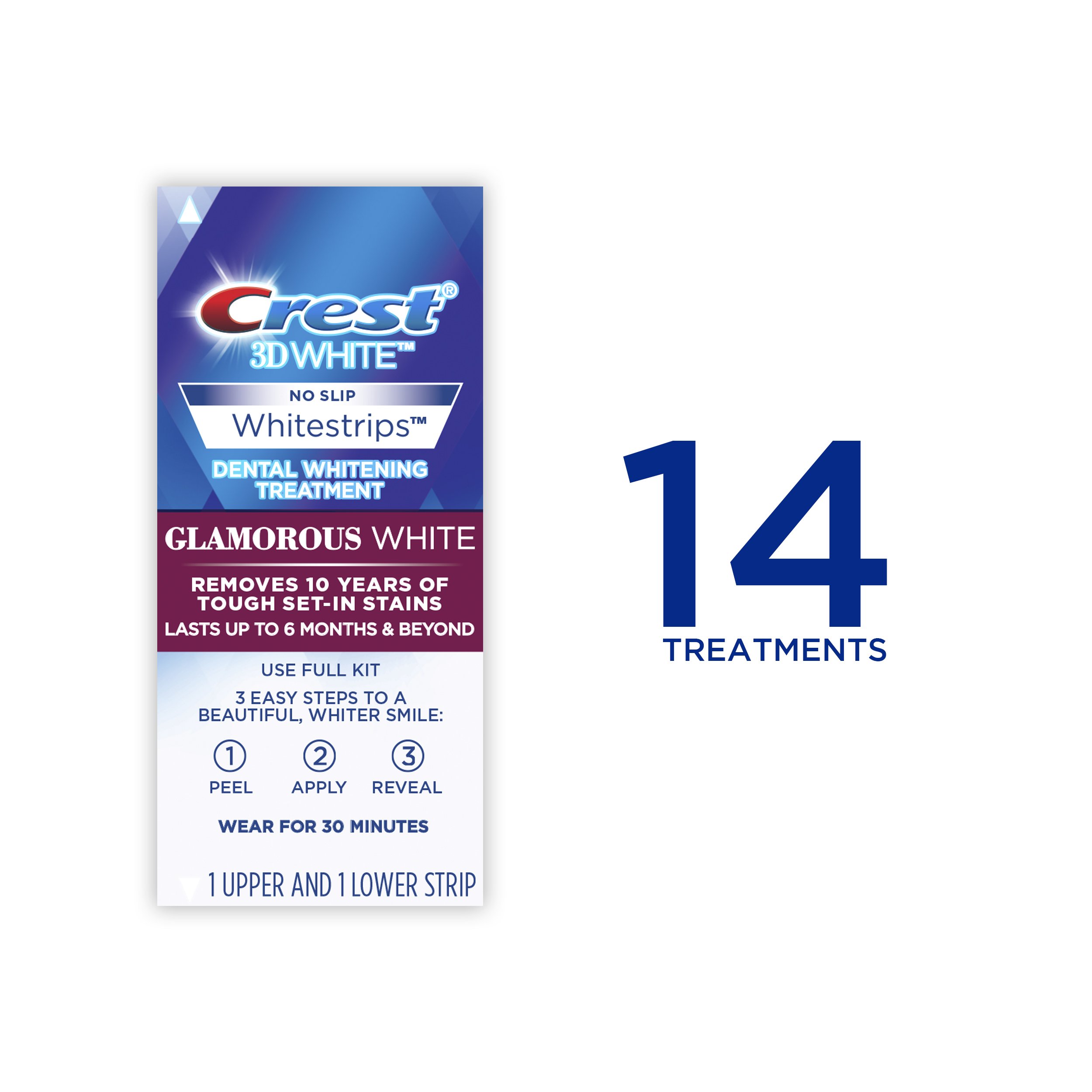 Crest 3D White Luxe Whitestrip Teeth Whitening Kit - 28 Strips (14 Treatments) for Professional-Level Whitening at Home | Brighten Smile for Special Occasions & Daily Confidence
