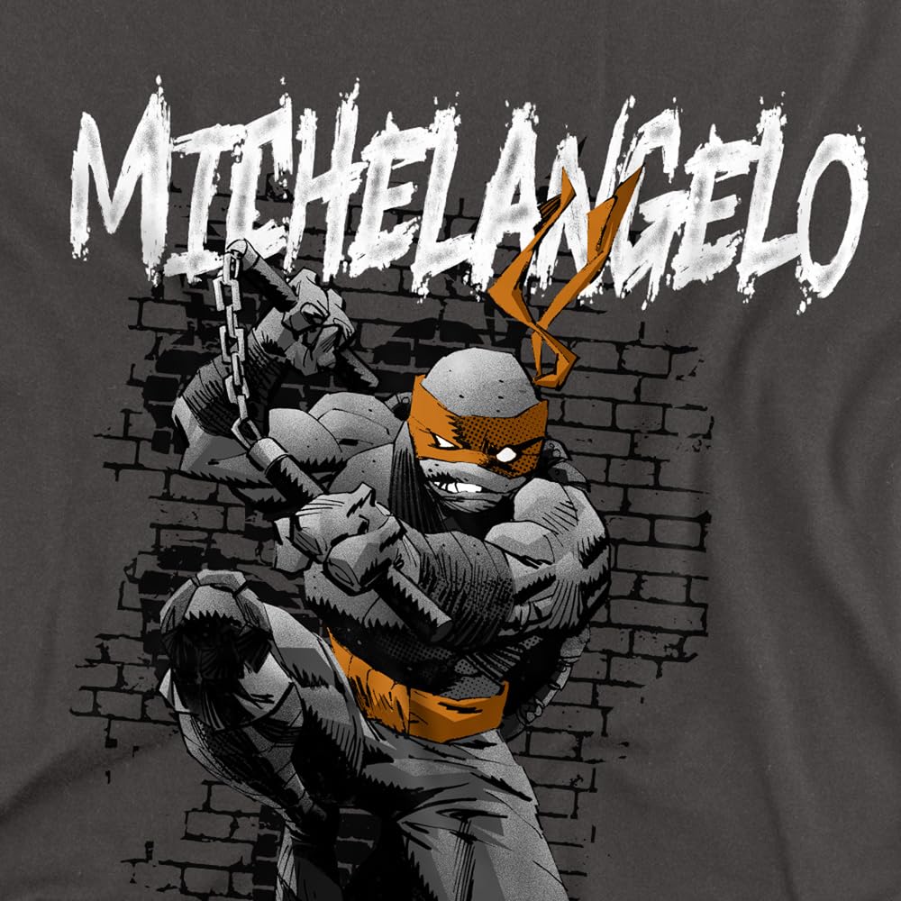 Popfunk Classic TMNT Teenage Mutant Ninja Turtles Unisex Adult T-Shirt - Michelangelo Graphic Tee for Men & Women | Casual Wear, Cosplay & Fan Merchandise