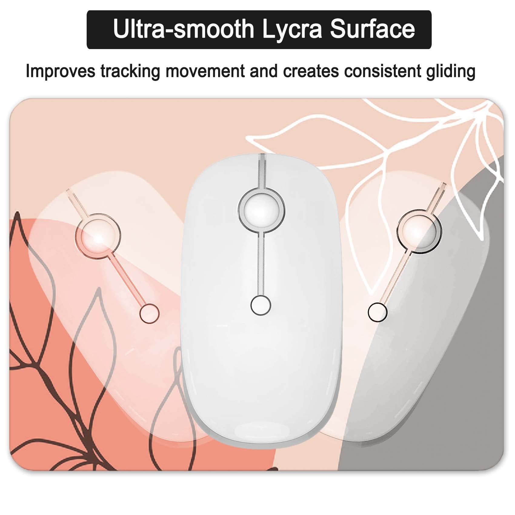 6x8 Inch Mini Mouse Pad - Portable Small Mouse Pad with Non-Slip Rubber Base, Cute Square Waterproof Desk Mat for Wireless Mouse & Laptop - Perfect for Travel, Home & Office Use (Modern Leaves Design)