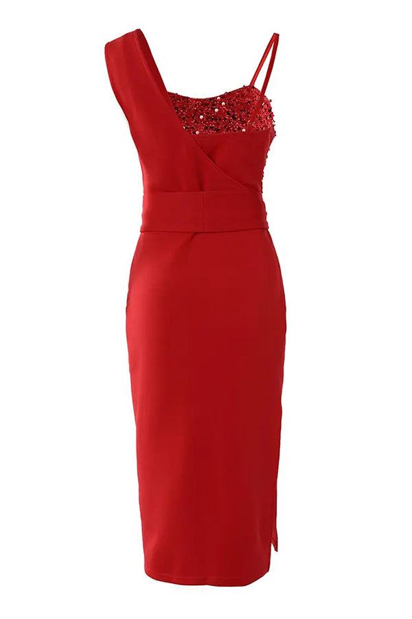 Tampa Nights Sequins Patch Slit Party Dress - Sparkling Evening Gown for Women, Clubwear & Night Out Dresses | Perfect for Cocktail Parties, Prom, Date Night & Special Occasions