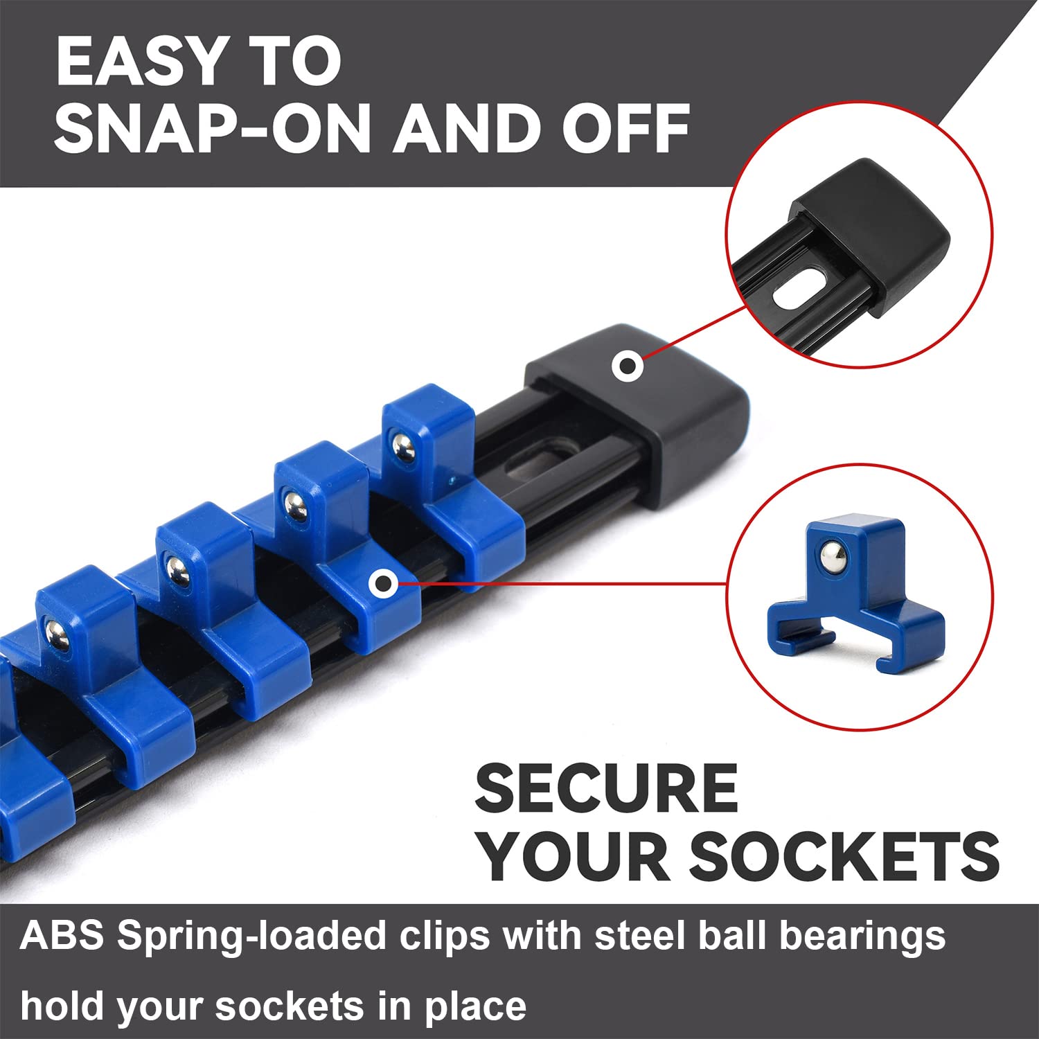 ALOANES 12-Piece ABS Socket Organizer Set - 1/2
