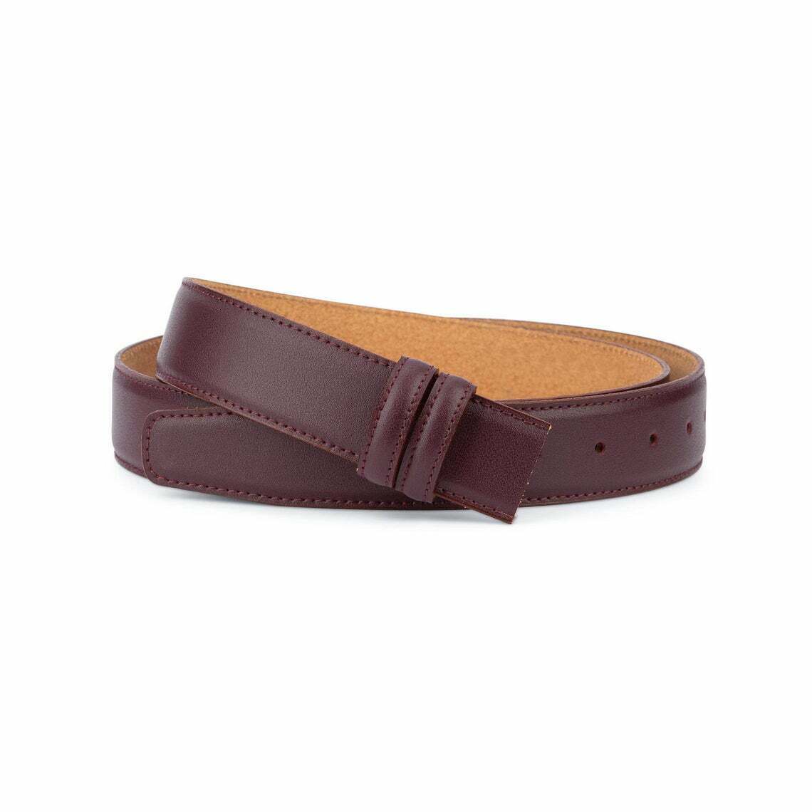 Premium Burgundy Leather Belt Strap for Cartier Buckles - 1 3/8 Inch Wide Men's Dress Belt - Perfect for Business Attire, Formal Events & Luxury Fashion Accessories