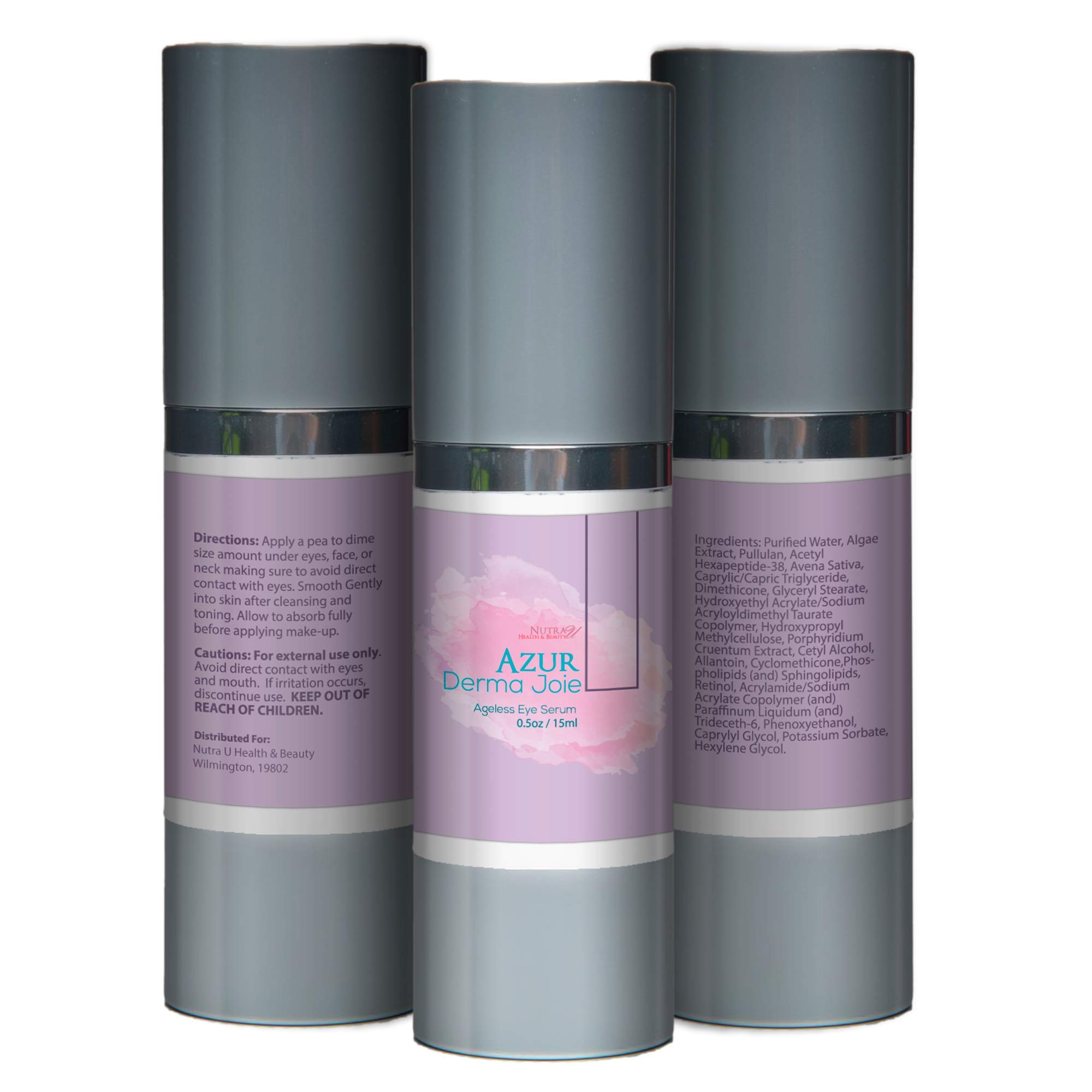 Azur Derma Joie Ageless Eye Serum - Anti-Aging Eye Gel for Crow's Feet, Smile Lines & Puffy Eyes - Youthful Eye Cream for Dark Circles & Wrinkles - Best for Night Use & Daily Skincare Routine