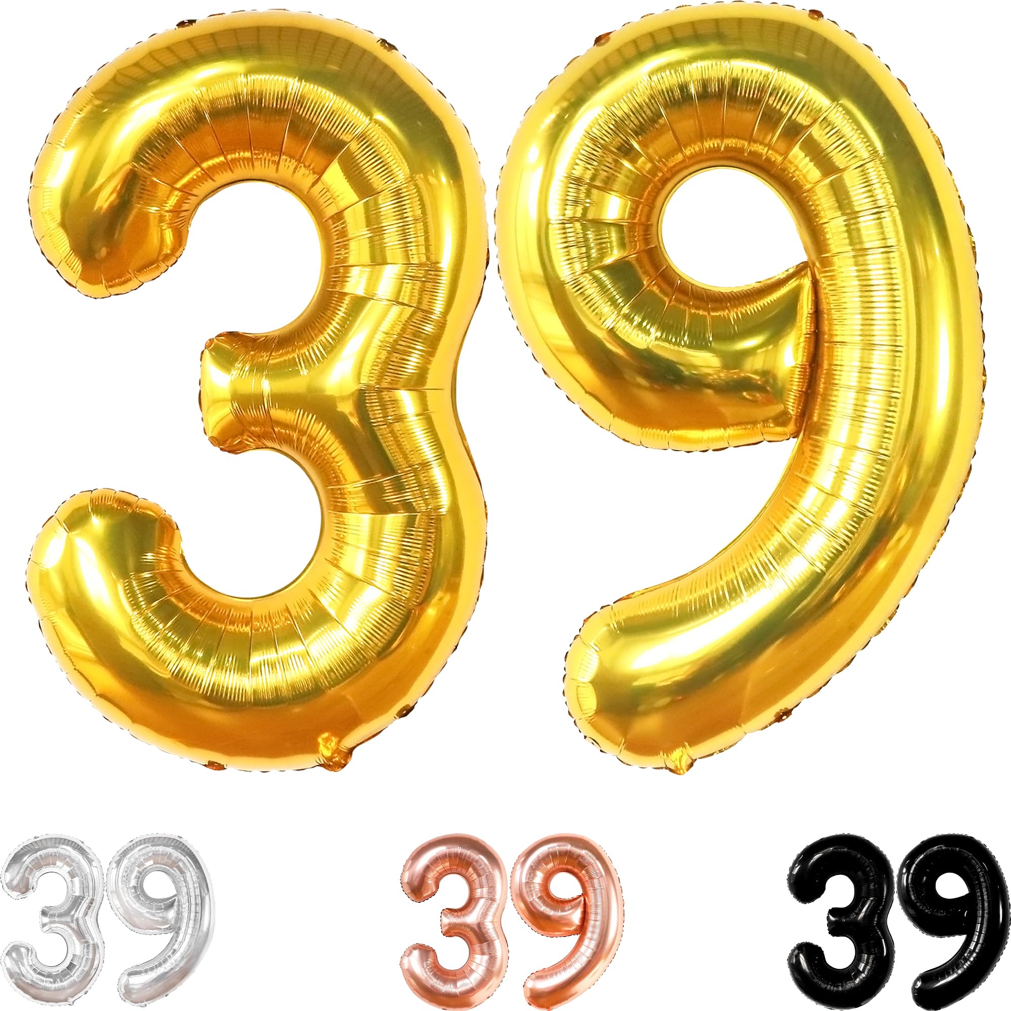 KatchOn 40 Inch Gold Number 39 Balloons - Giant 39th Birthday Decorations for Men & Women | Party Supplies for Anniversary, Milestone Celebration, Photo Backdrop
