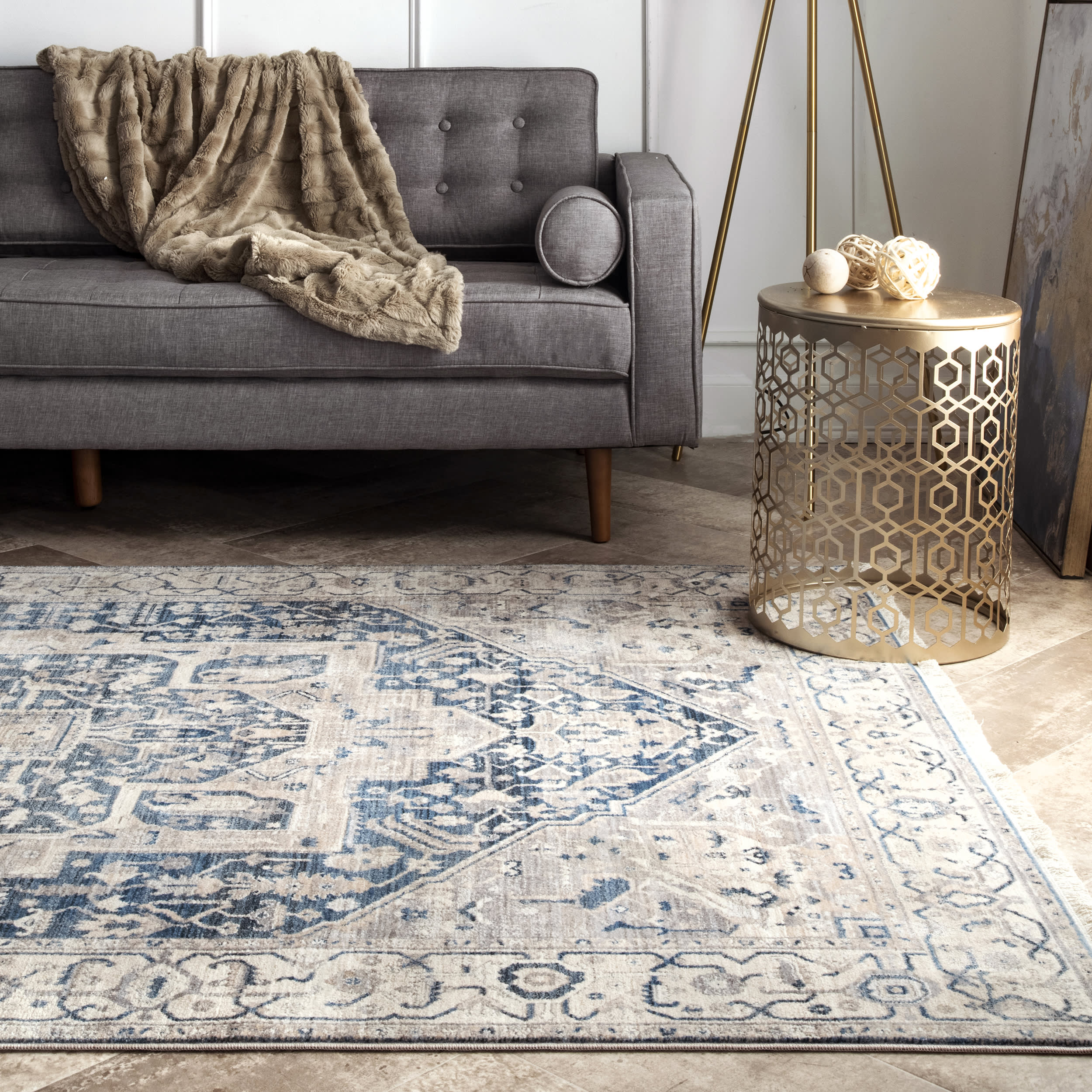 Forever Vintage Rug | Grey Distressed Bohemian Area Rug - Perfect for Living Room, Bedroom & Boho Home Decor