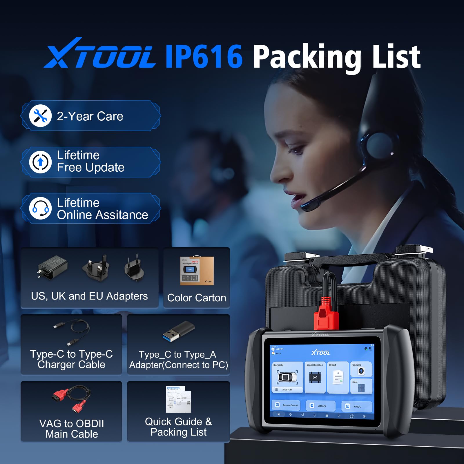 XTOOL IP616 V2.0 OBD2 Scanner - Professional Car Diagnostic Tool with 31+ Resets, CAN FD & DoIP, ECU Configuration | Lifetime Free Updates | Full System Scan for All Vehicles | Android 10 Compatible | Perfect for Mechanics, DIY Enthusiasts & Auto Repair Shops