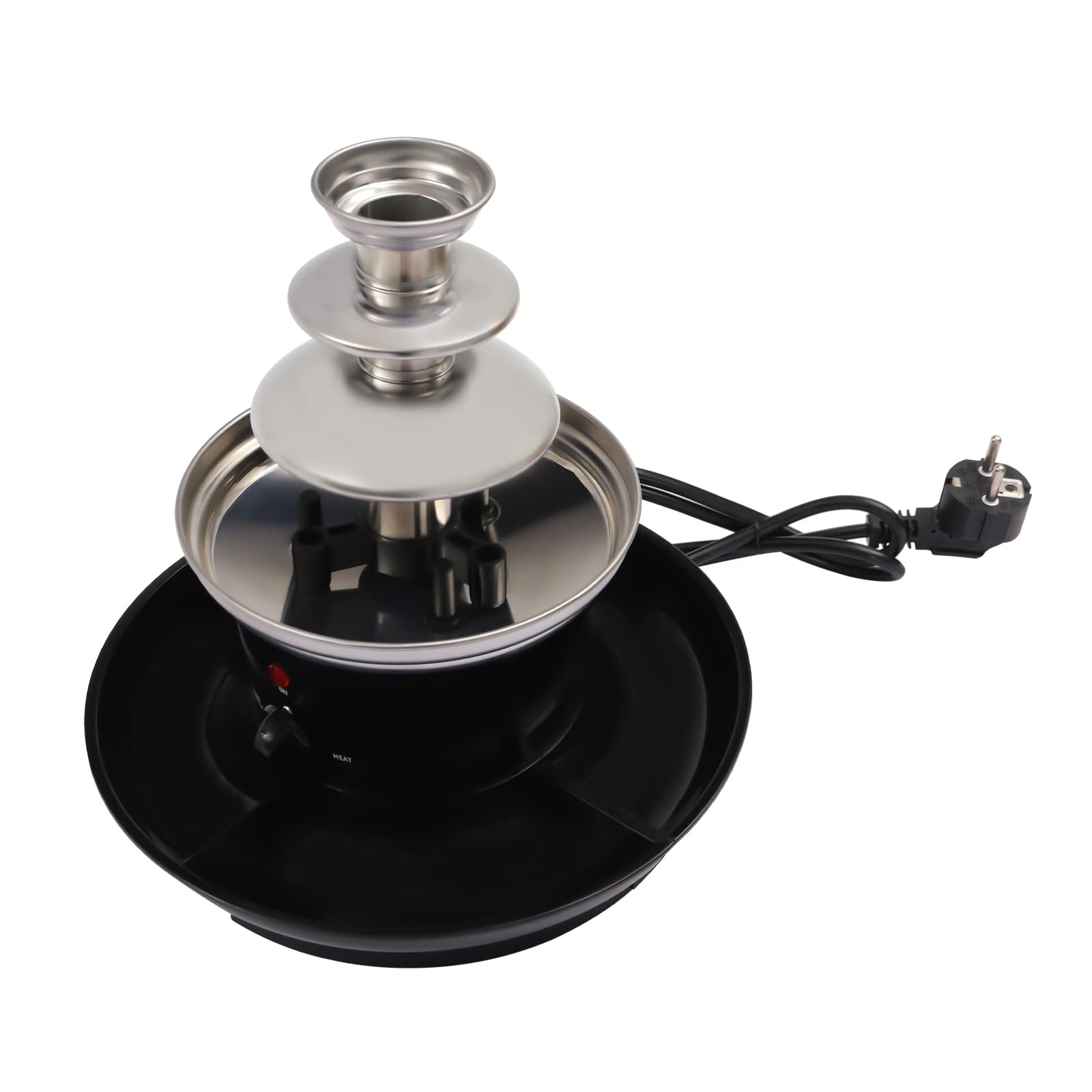 1lb Chocolate Fountain Machine - 3-Tier Stainless Steel Fondue Fountain with Fruit Plate & 40W Heater for Christmas, Birthday Parties, Weddings & Events (120V) - Perfect for Dessert Buffets, Catering & Home Entertaining
