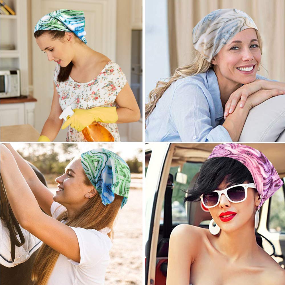 TOBATOBA Women's Bandana Headbands - 5 Pack Tie Dye Hair Bandanas for Women - Soft Stretchy Head Wraps for Yoga, Running, Workouts & Outdoor Activities