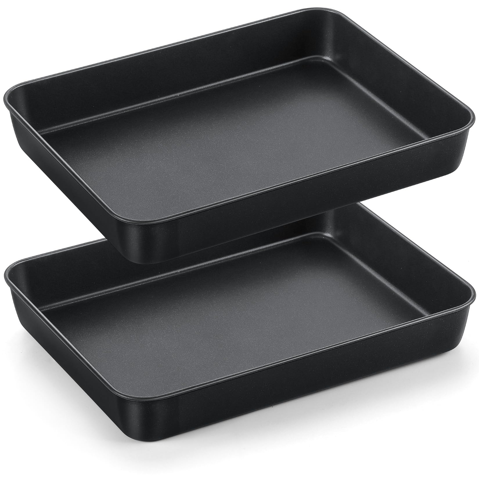 Nonstick Small Lasagna Pan Set - 2Pcs Stainless Steel Deep Baking Tray for Toaster Oven, Perfect for Lasagna, Brownies & Meats - 12.3 Inch Rectangular Bakeware, Heavy Duty & Easy Clean - Ideal for Home Cooking, Meal Prep & Holiday Baking