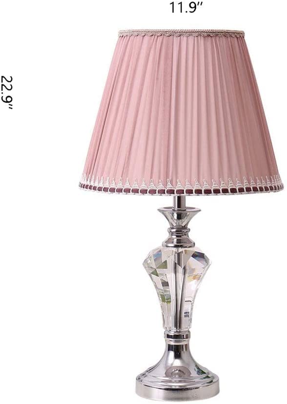 Modern Minimalist Crystal Metal Table Lamp - Warm White & Princess Pink Bedside Nightstand Lamp for Bedroom, Living Room, Office - Elegant European Style Lighting for Home Decor & Reading