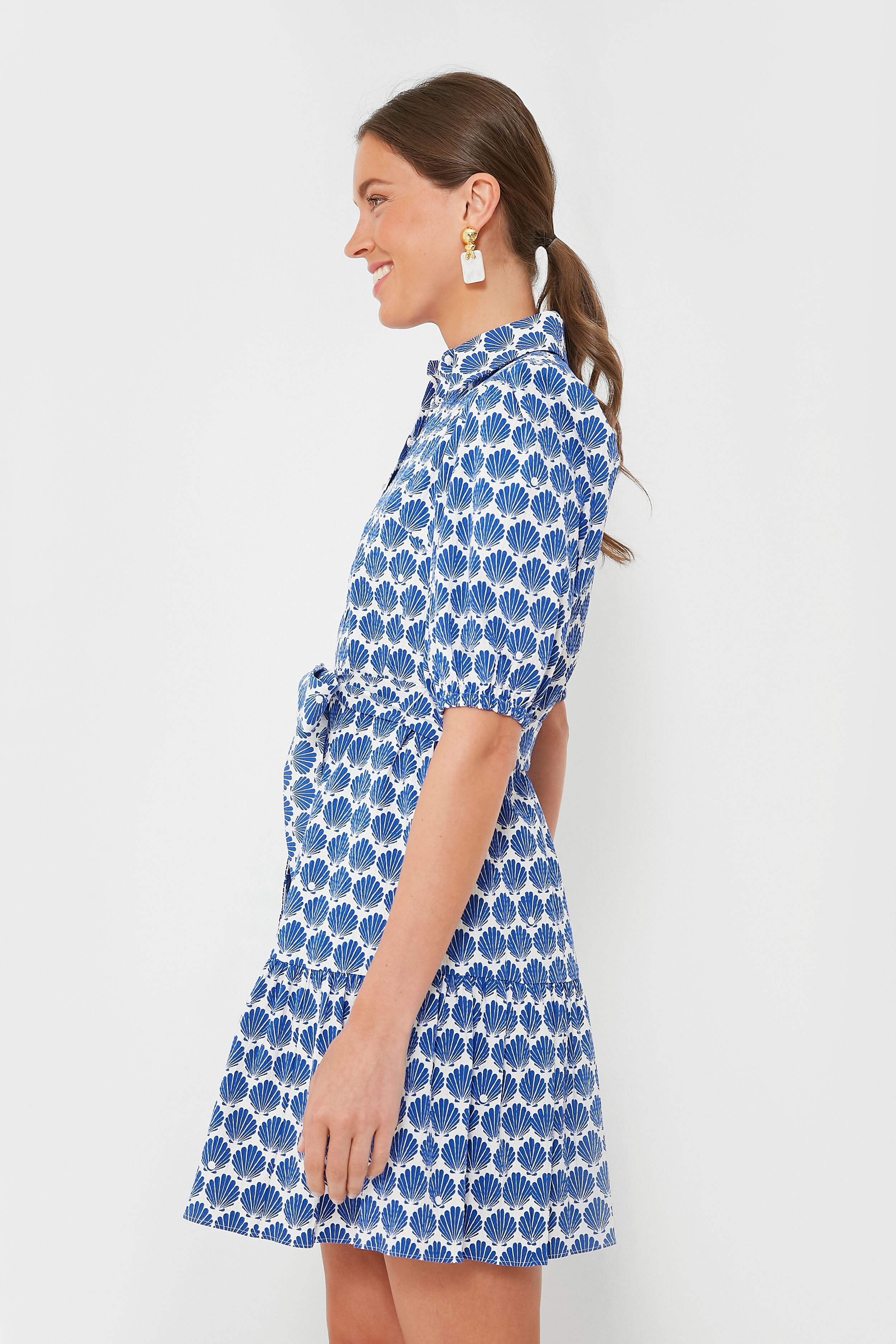 Blueberry Shells Lake Dress - Women's Floral Summer Sundress for Beach, Vacation & Casual Wear