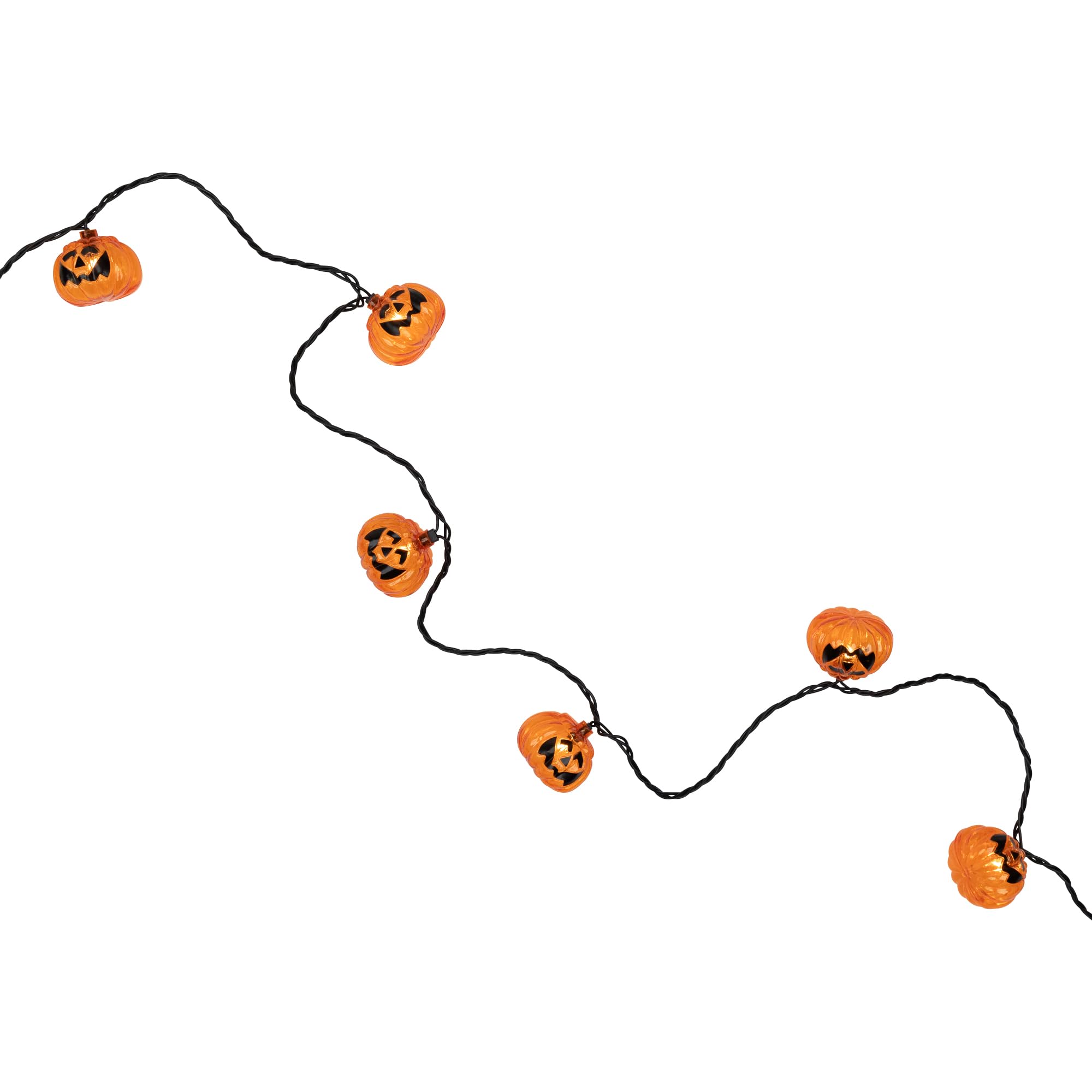 Northlight Jack O'Lantern Halloween Lights - Clear LED String Lights with 7.5' Black Wire - Perfect for Indoor/Outdoor Halloween Decorations, Parties & Pumpkin Displays