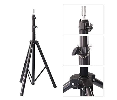 Pema Heavy Duty Adjustable Metal Wig Stand Tripod - Professional Mannequin Head Holder for Hair Extensions, Wigs Styling & Hairdressing Training - Perfect for Salon, Home Use & Cosplay (Black)