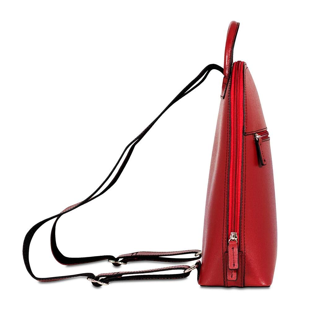 Jack Georges Chelsea Angela Small Backpack #5835 (Red) - Stylish & Compact Women's Leather Backpack for Work, Travel & Everyday Use
