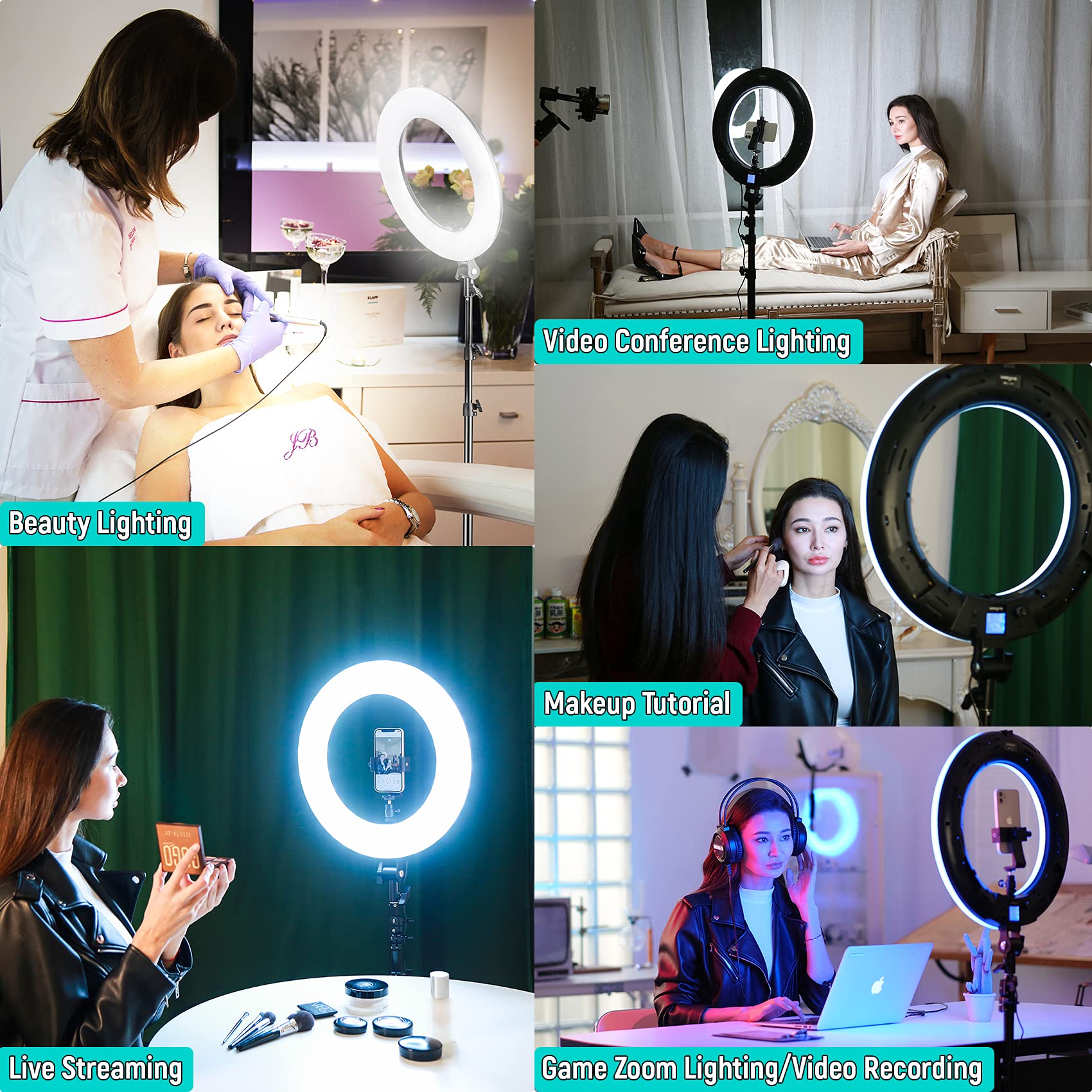**Weeylite 18-inch RGB Ring Light with Stand & Phone Holder - Dimmable 2500K–8500K, CRI 95+ LED Selfie Light for TikTok, Live Streaming, Makeup, YouTube Videos & Photography - App Control & Remote Included**    *(Perfect for content creators, vloggers, makeup artists, and influencers enhancing lighting for professional-quality videos, photos, and live streams.)*