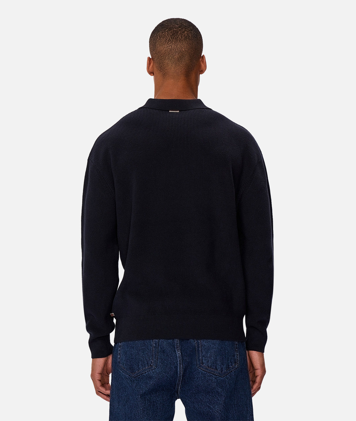 New England Polo Knit Shirt for Men - Classic Navy Blue Cotton Casual Wear - Perfect for Golf, Business, and Everyday Outfits