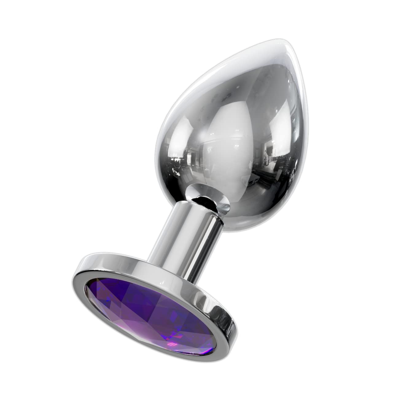 **Bed Geek Stainless Steel Jeweled Anal Plug Set - 3 Sizes with Velvet Storage Bag, Round Dark Purple | Adult Sex Toys for Couples & Solo Play**