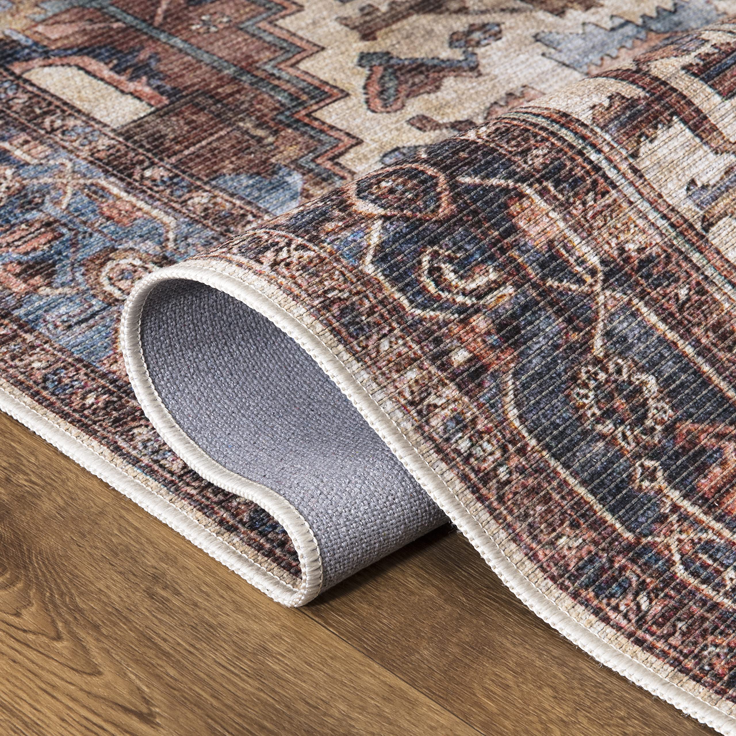 Abani 8' x 10' Vintage Medallion Rectangular Area Rug - Machine Washable, Stain Resistant & Non-Shedding - Terracotta Polypropylene Rug for Living Room, Bedroom & Dining Room