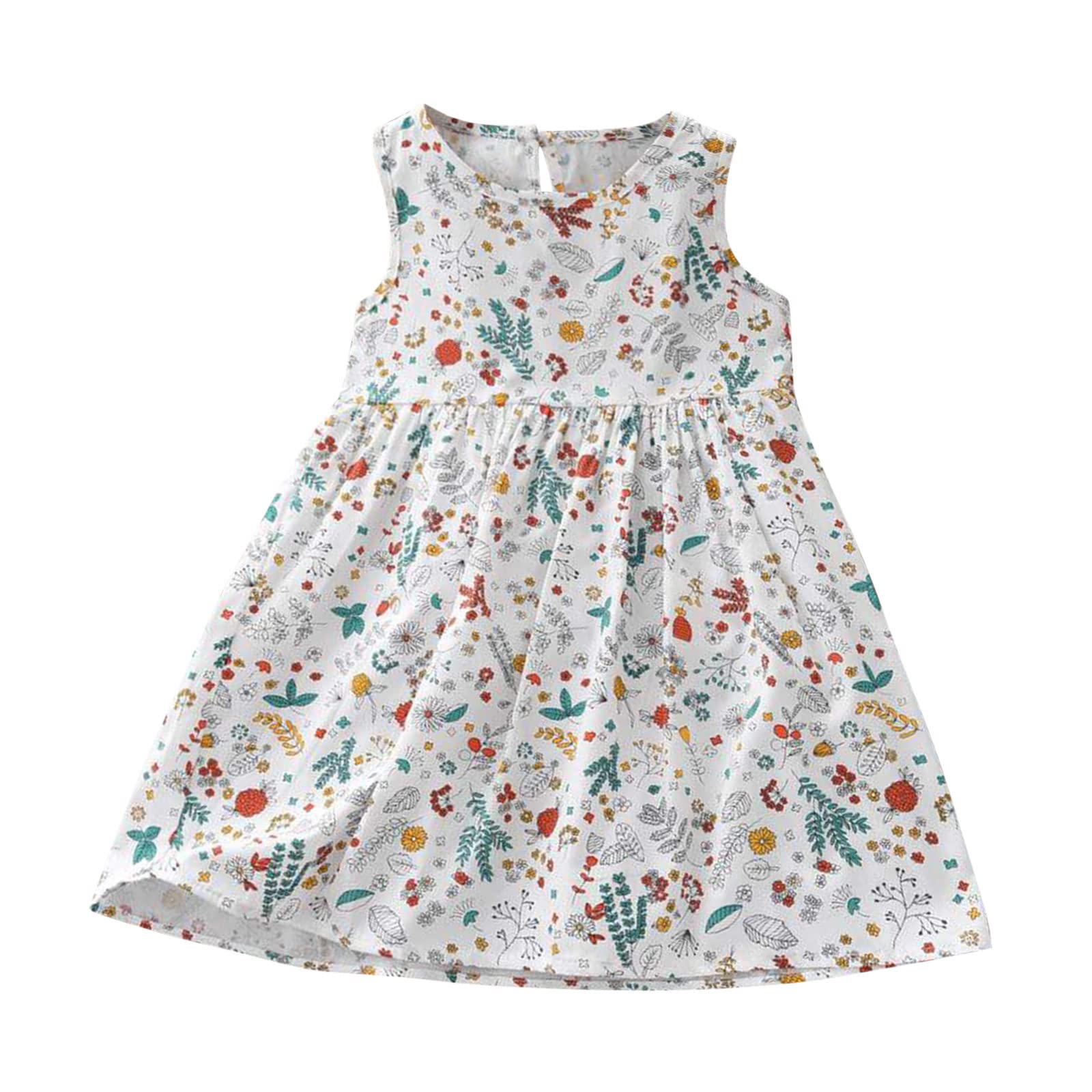 Summer Girls Princess Dress - Sleeveless Floral Print Cotton Casual Kids Beach Dress for Toddlers | Perfect for Outdoor Play, Birthday Parties & Vacation Photos