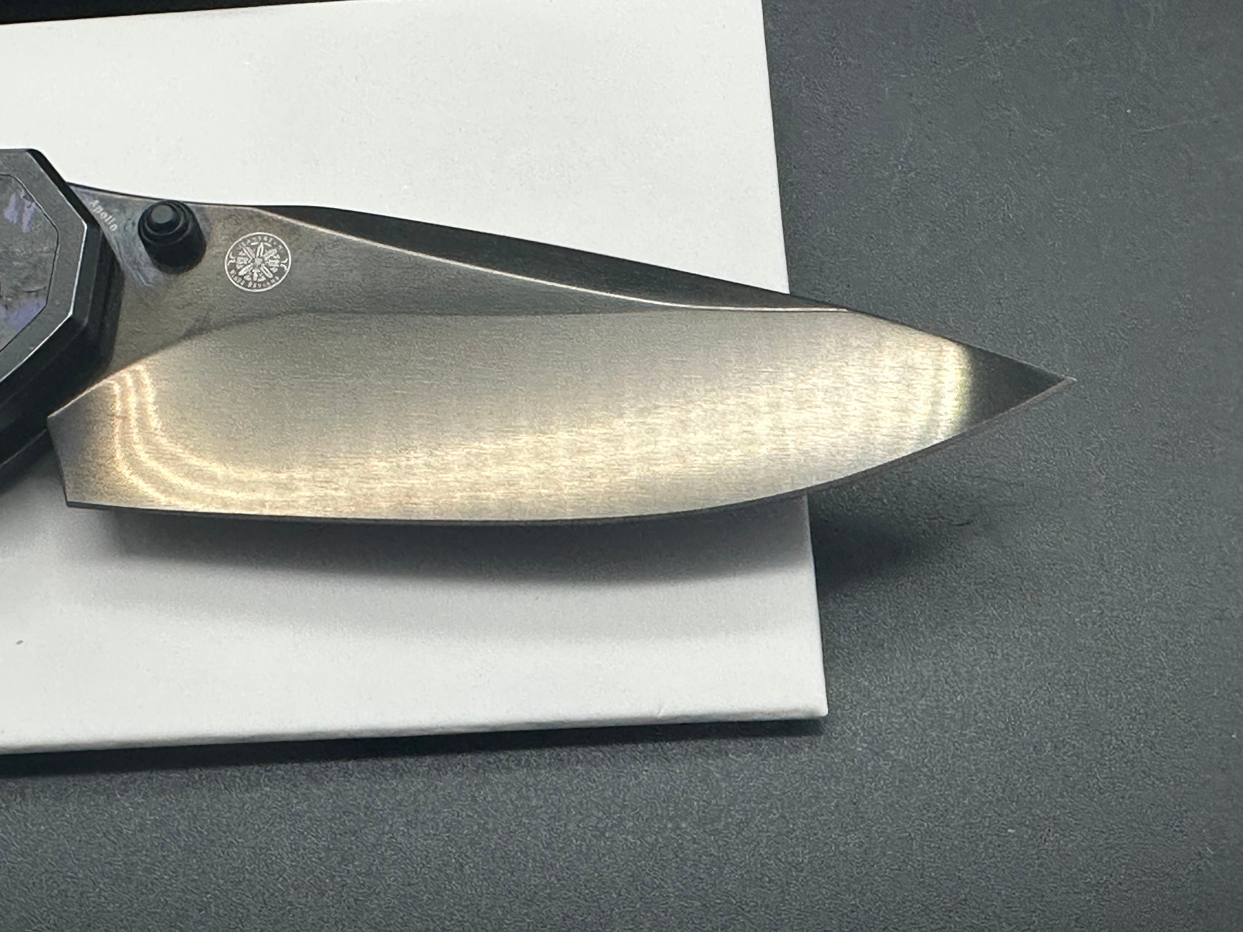 KANSEPT APOLLO Folding Pocket Knife - Blackwash Titanium & Purple Haze Fatcarbon Handle, S35VN Blade with Mirror DLC Coating - EDC, Outdoor, Camping, Survival Gear