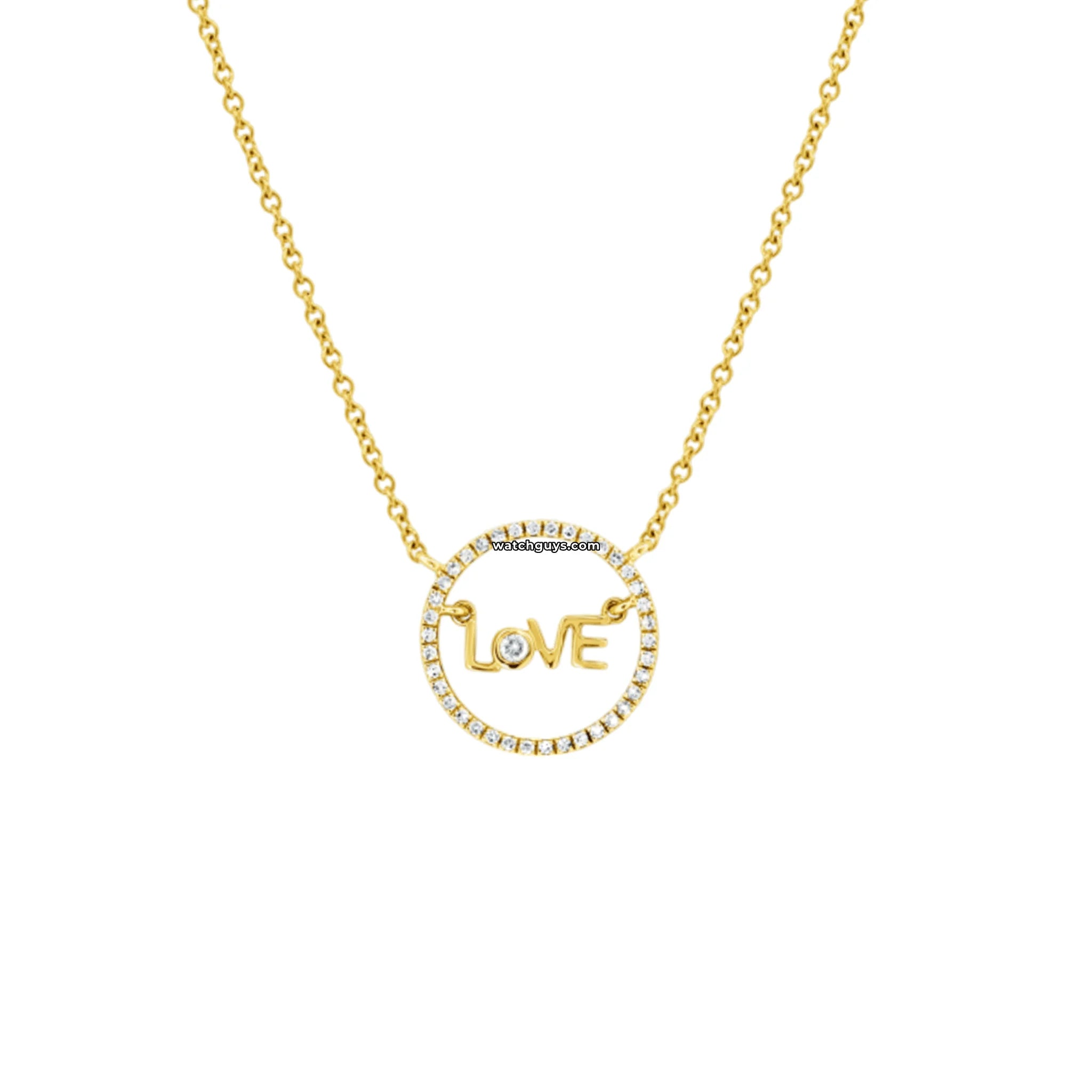 14K Yellow Gold Love Circle Diamond Pendant Necklace for Women - Elegant Gift for Anniversary, Valentine's Day & Special Occasions