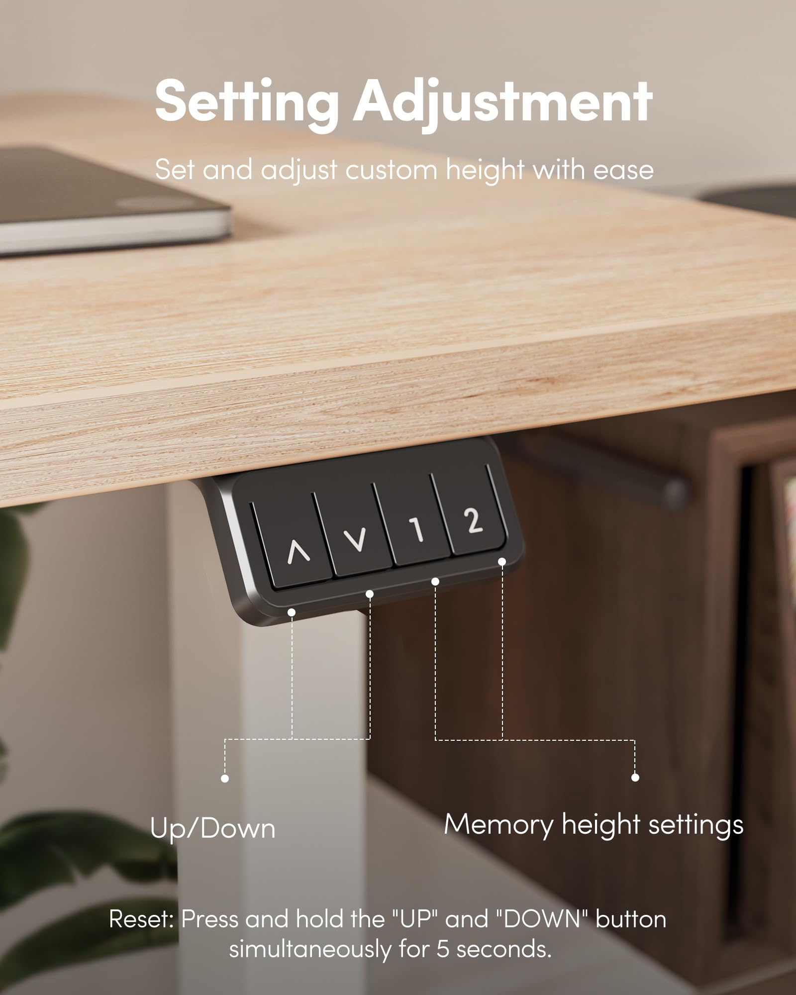 FEZIBO Electric Height Adjustable Standing Desk 55 x 24 Inches - Sit Stand Home Office Desk with Memory Controller (Amber Finish) - Perfect for Remote Work, Gaming & Study Spaces