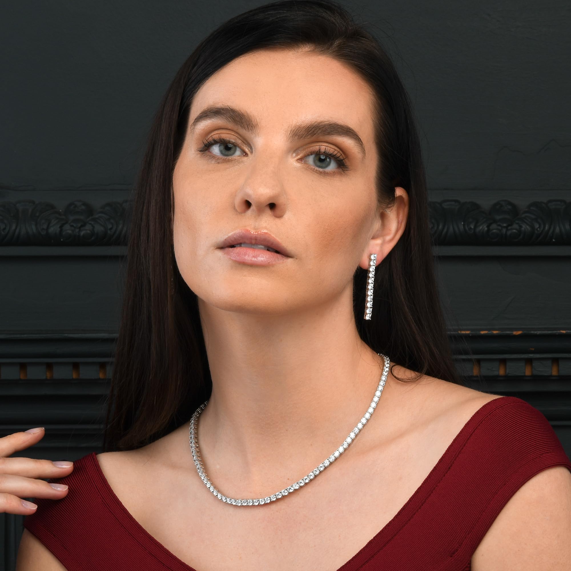 925 Sterling Silver Cubic Zirconia Long Dangle Earrings for Women - Elegant Drop Earrings with Single Line Stones | Perfect for Parties, Weddings & Evening Events