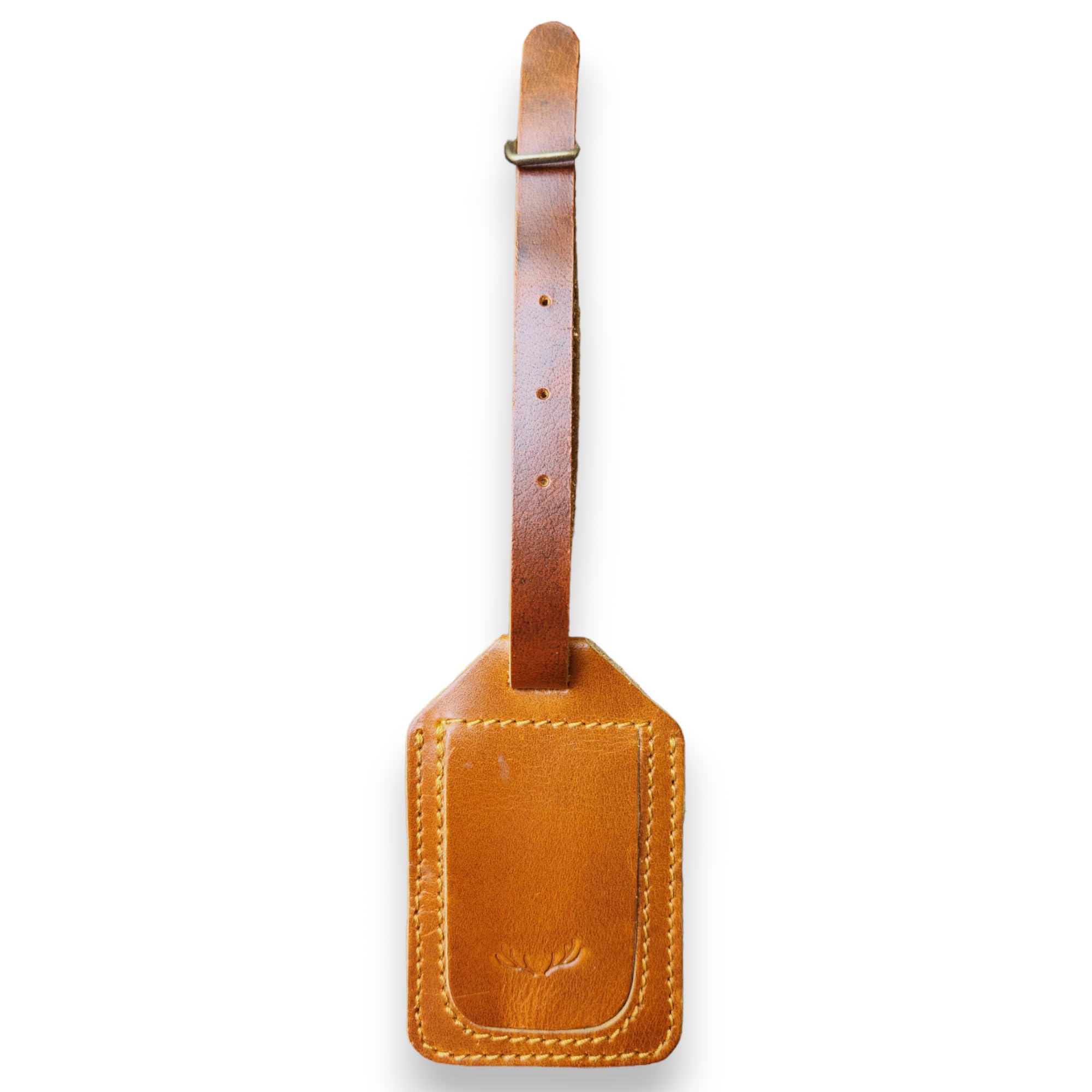 Premium Adjustable Leather Luggage Tag - Genuine Saddle Leather Travel ID Tag for Suitcases & Bags - Perfect for Airports, Business Trips & Vacation Travel