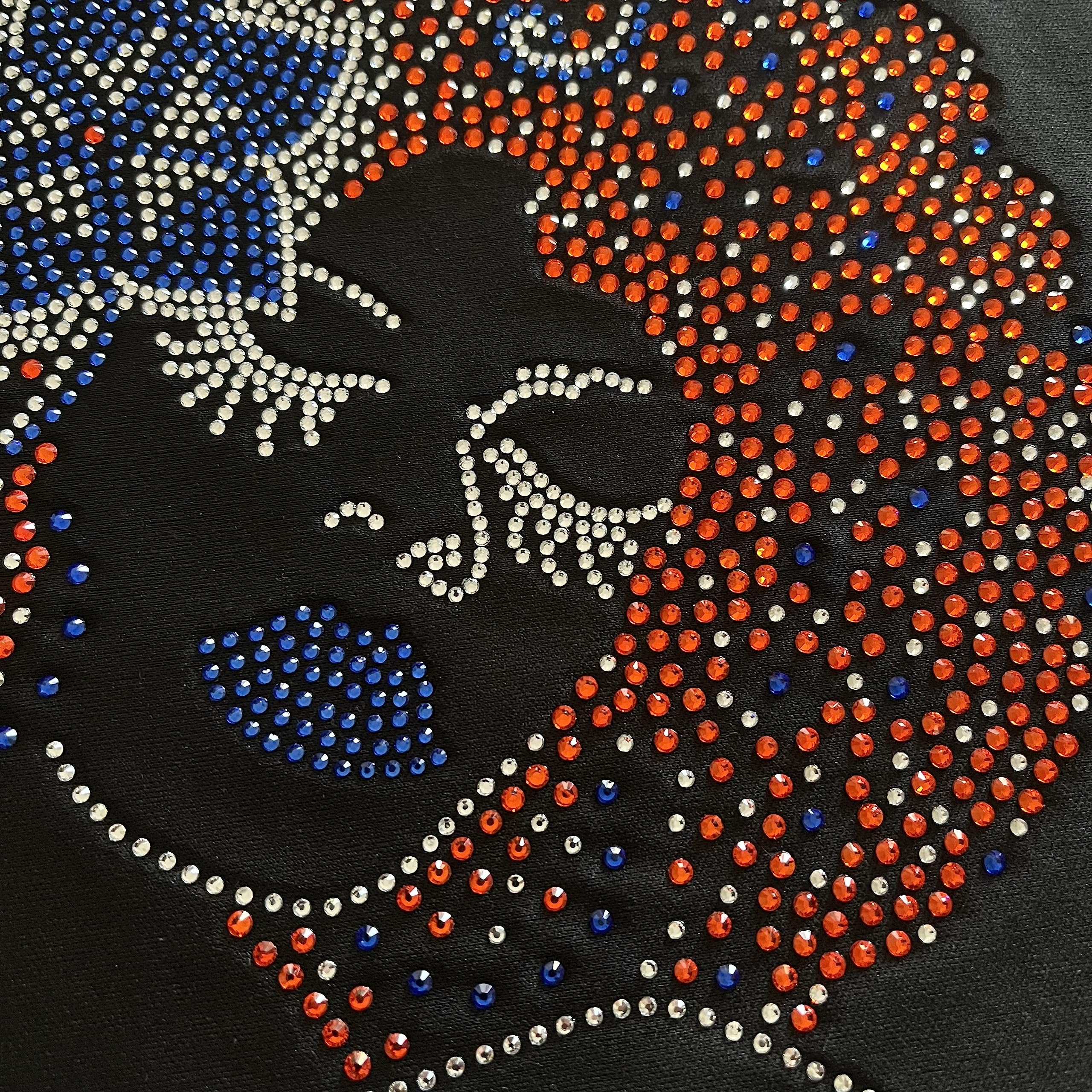 African American Woman Orange Hair Iron-on Rhinestone Design for T-Shirts, Hoodies & DIY Crafts | Perfect for Custom Apparel & Fashion Accessories