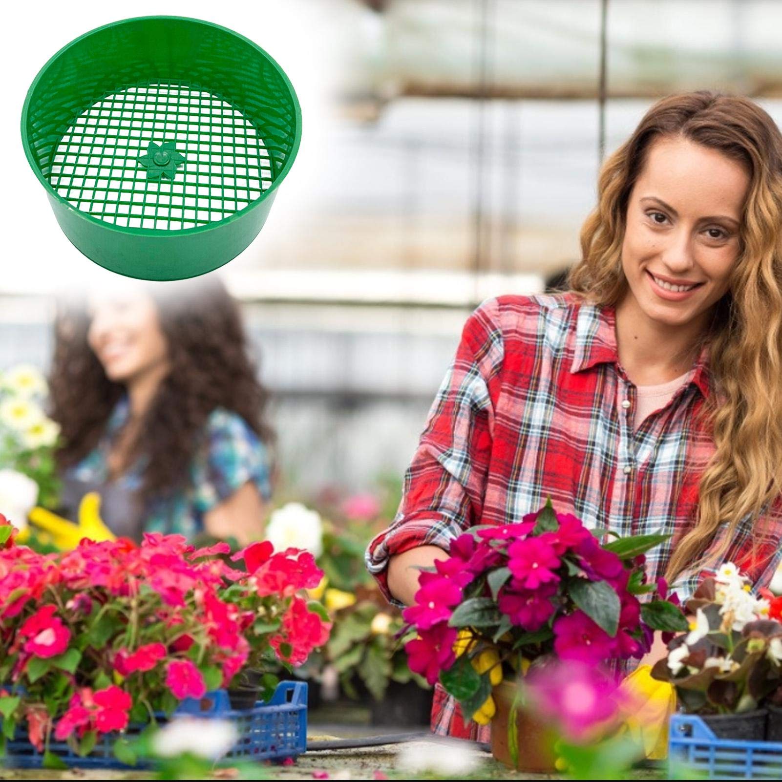 Premium Plastic Garden Sieve - Heavy Duty Soil Sifter with Fine Mesh Screen for Gardening, Seedlings, Transplanting & Planting | Large Durable Gardening Tool by Aferzov | Perfect for Soil Screening, Compost Sifting & Seed Sorting
