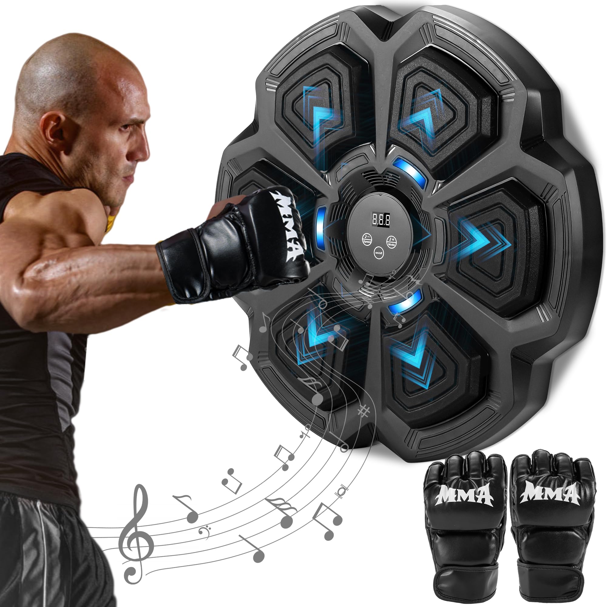 Smart Wall Mounted Music Boxing Machine for Adults & Kids - Electronic Punching Bag with Gloves for Home Gym & Fitness Training | Perfect for Cardio Workouts, Stress Relief & Family Fun