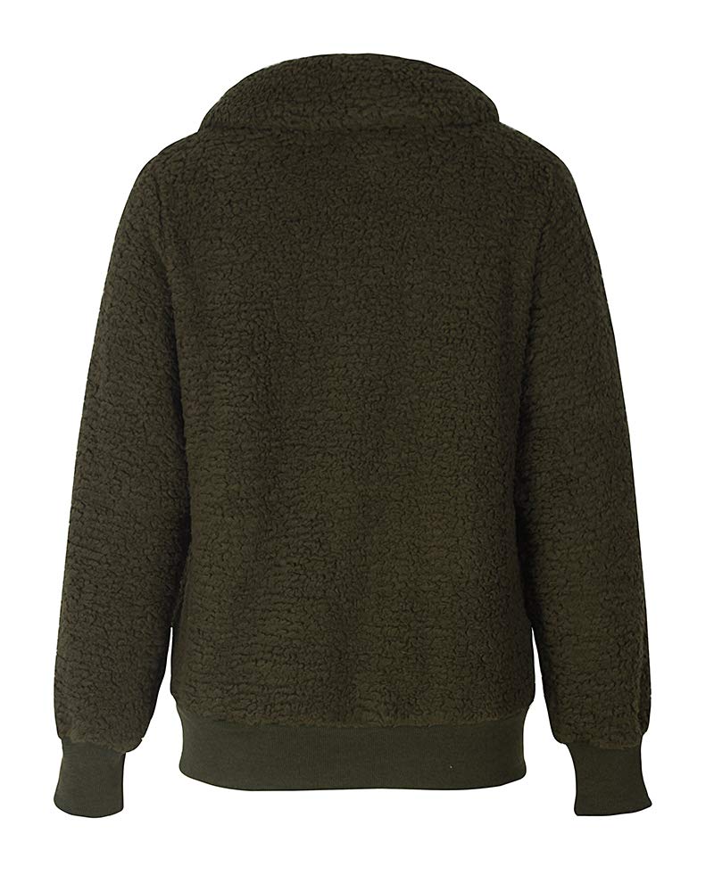 Women's Casual Turtleneck Fuzzy Fleece Sweatshirt - Long Sleeve Oblique Zipper Pullover Loose Sweater Tops Blouse with Pockets for Winter Warmth and Outdoor Activities