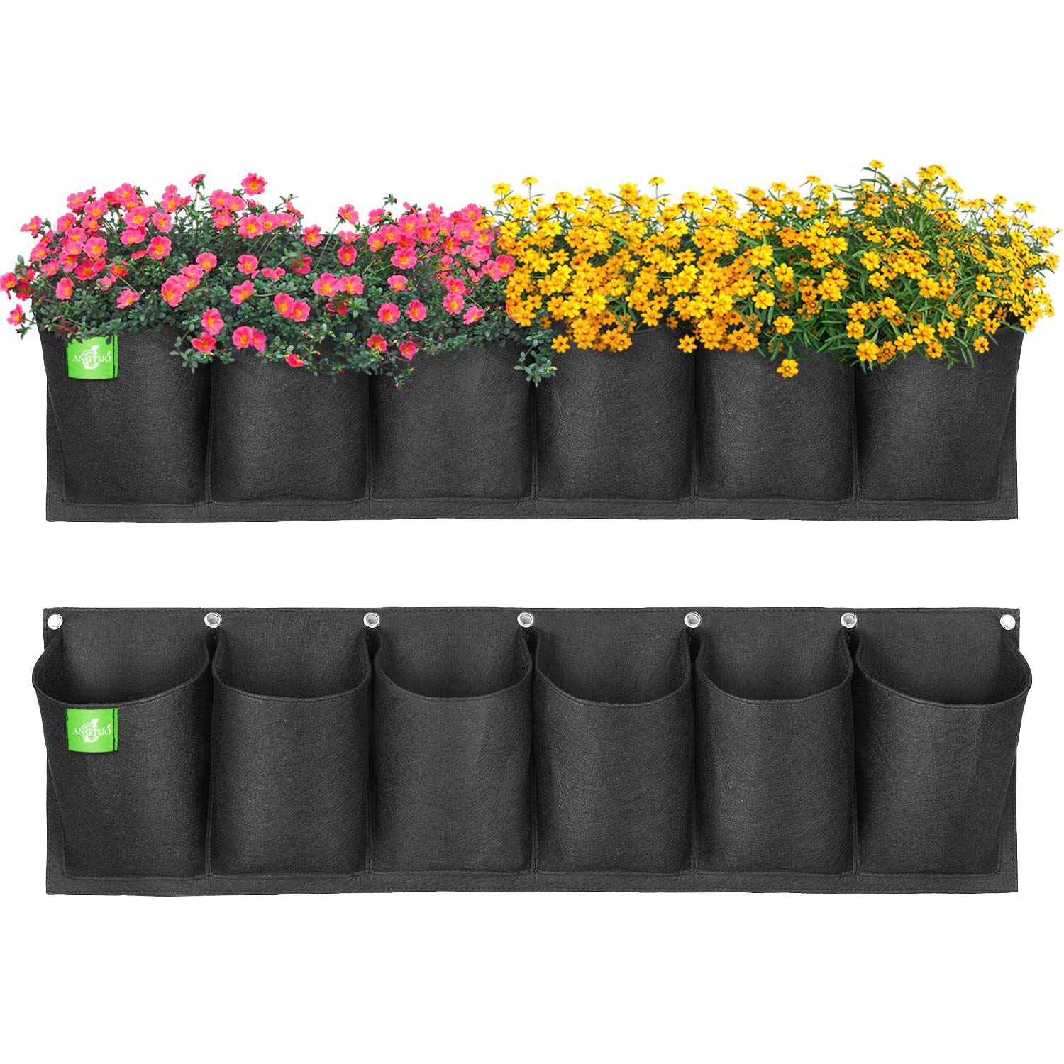 ANGTUO 6-Pocket Hanging Wall Planter for Indoor Plants - New Upgraded Vertical Garden Planter with Plant Hanger for Home Decoration | Perfect for Small Spaces, Balconies & Kitchen Herb Gardens