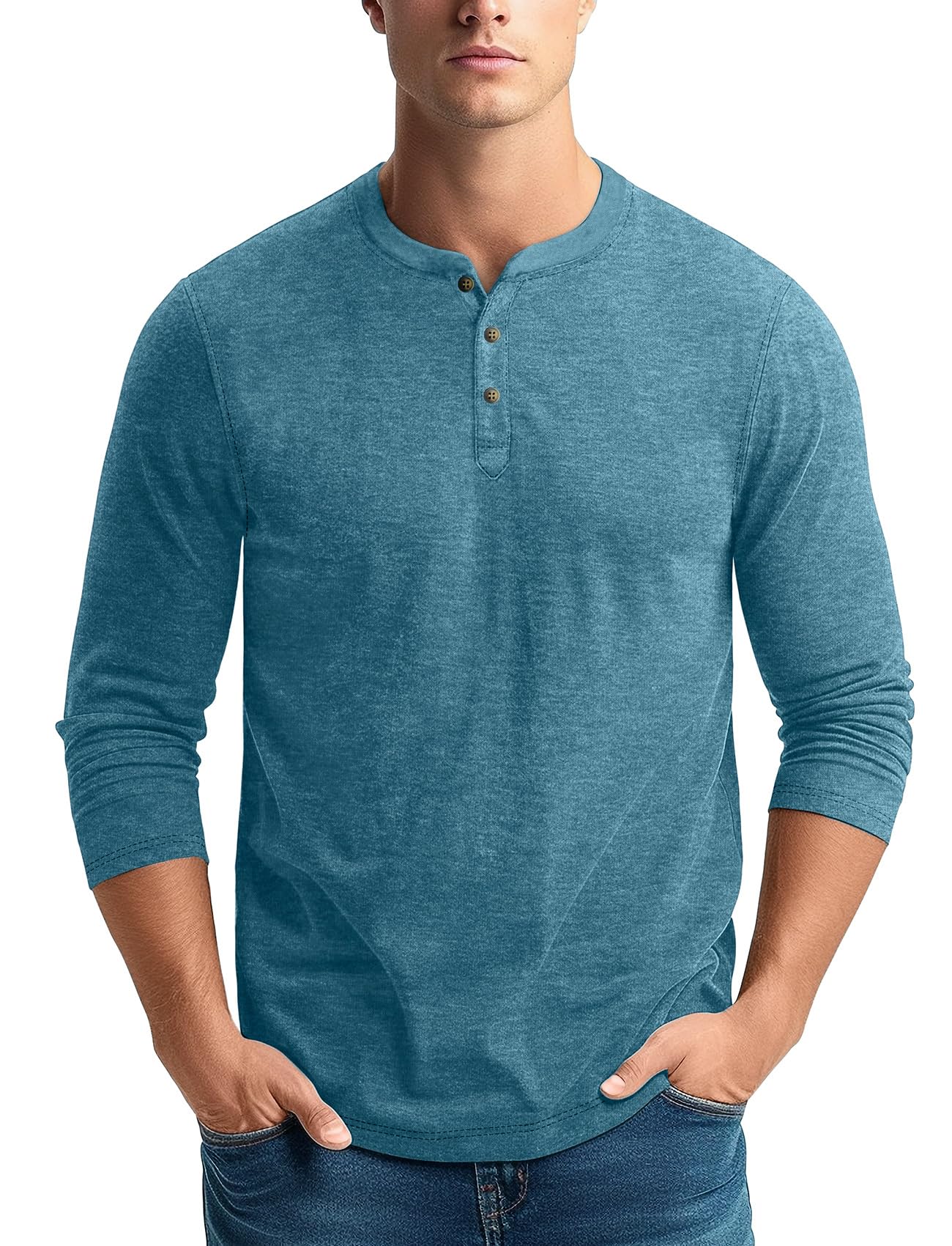 Men's Henley Shirts Long Sleeve Casual Cotton Blend Tee with 3 Button Placket | Comfortable Button-Up Shirt for Everyday Wear, Date Night & Outdoor Activities