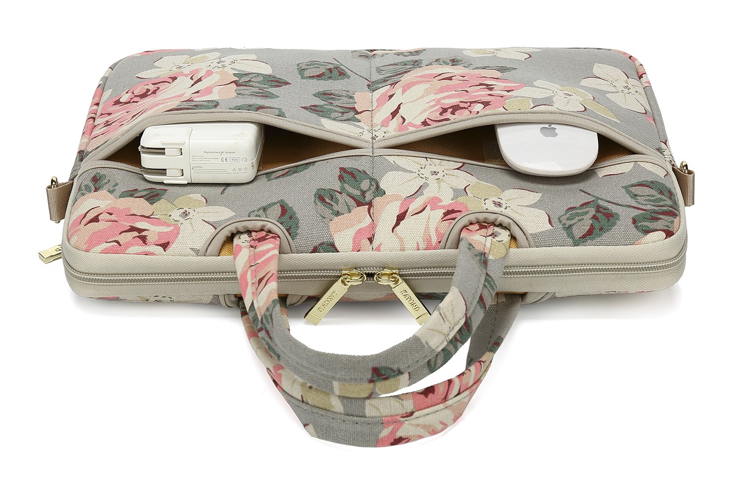 Kayond Gray Rose Canvas Laptop Messenger Bag - 13-13.3 Inch Shoulder Bag for MacBook Air 13 & MacBook Pro 13/14 - Stylish Protective Sleeve Case for Work, School & Travel Accessories