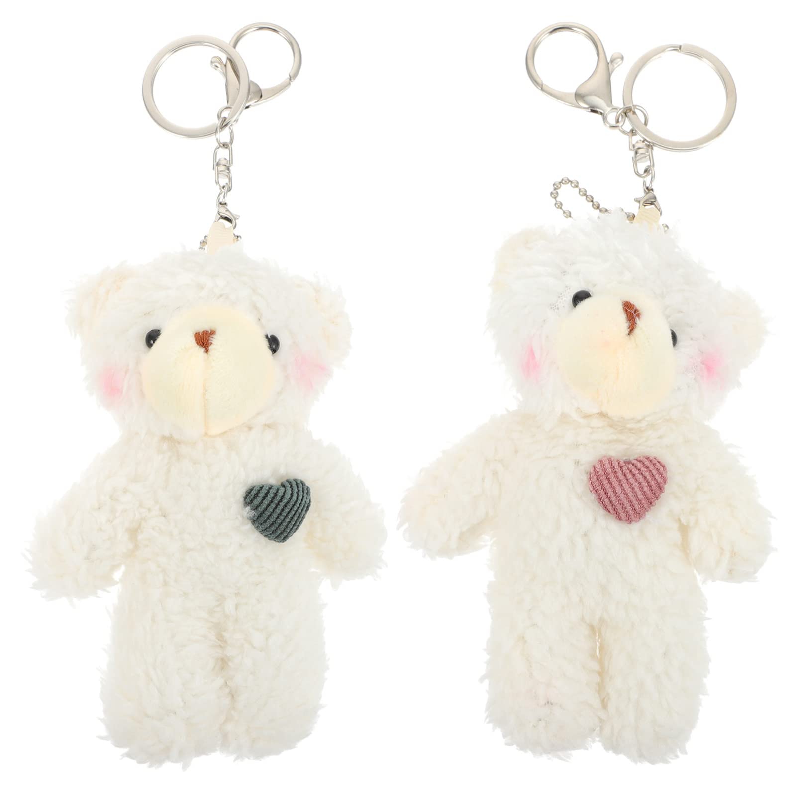 NUOBESTY 2pcs Mini Plush Bear Keychain - Cute Stuffed Animal Keyring for Bags, Handbags & Keys - Perfect Birthday Party Favors & Gifts (Great for Home Decor, Car Accessories & Gift Giving)