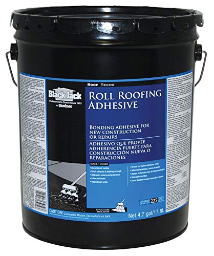 Gloss Black Asphalt Roll Roofing Adhesive - 5 Gallon Bucket for Professional Roof Repair & Waterproofing | Ideal for Shingles, Metal Roofs & Flat Roof Applications